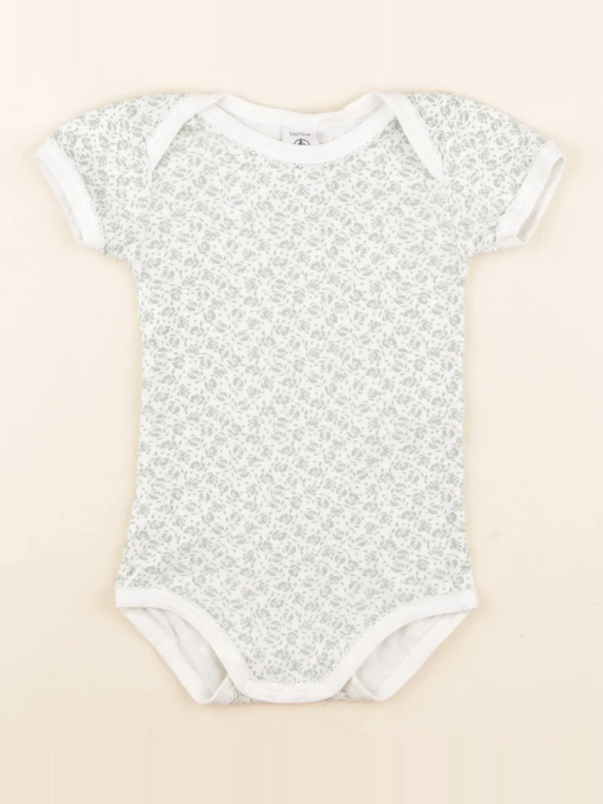 Petit Bateau - body blanc, vert - 12 mois
