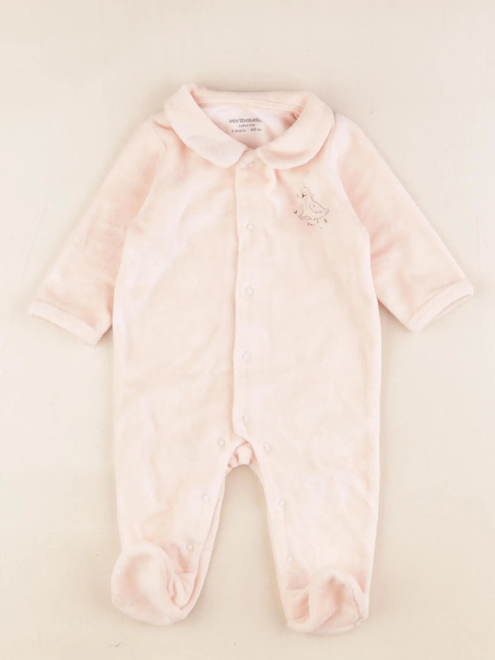 Vertbaudet - pyjama velours rose - 3 mois