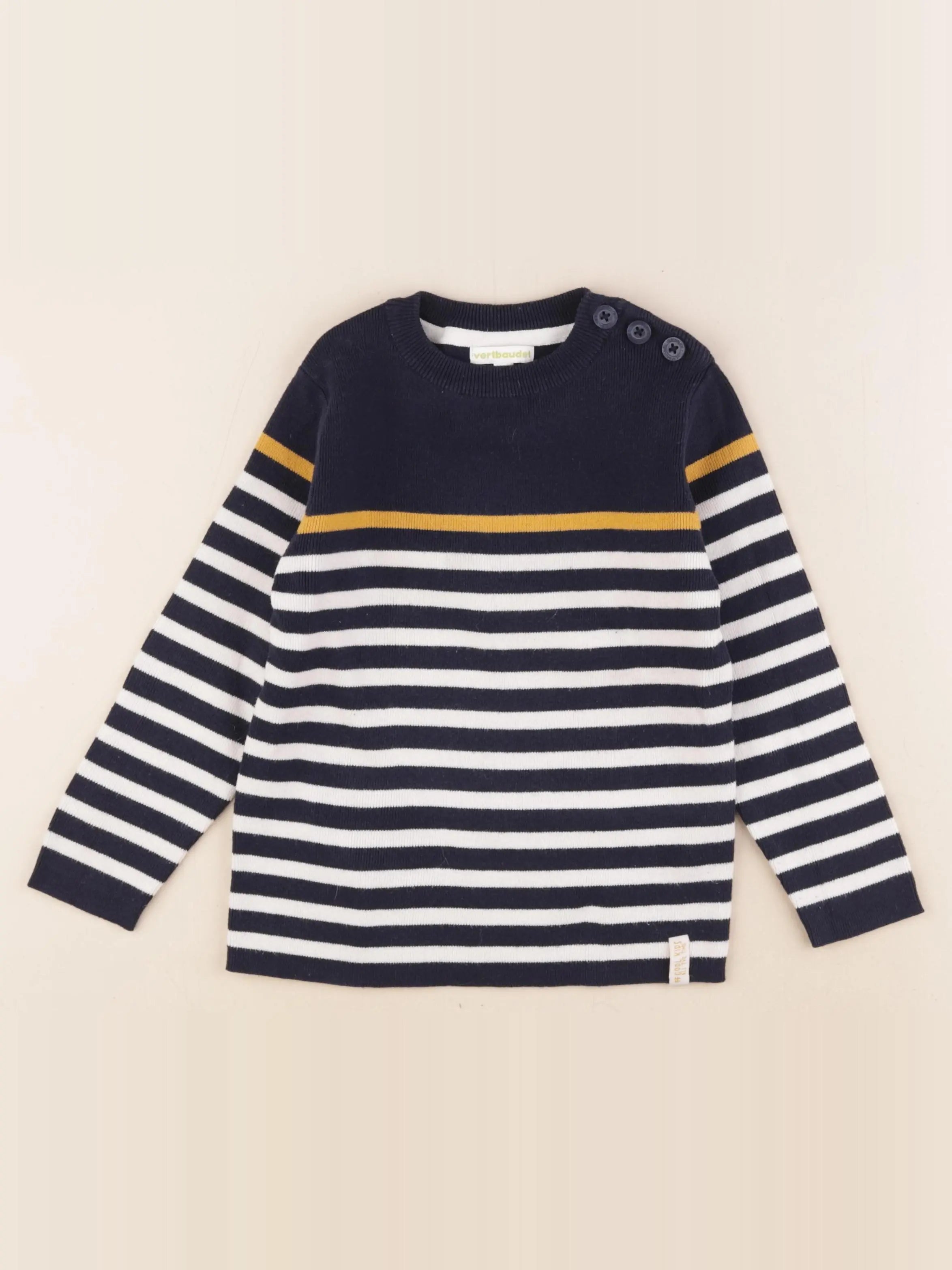 Vertbaudet - pull bleu, blanc - 5 ans