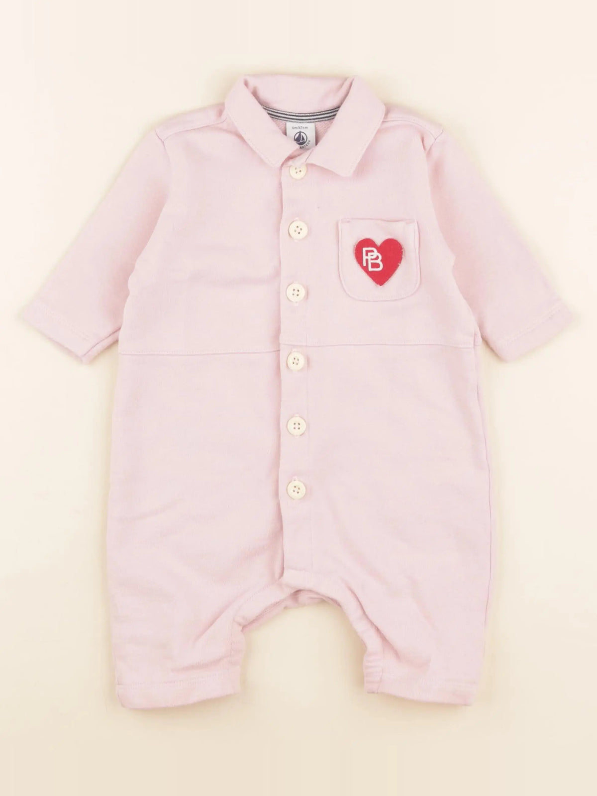 Petit Bateau - combinaison rose - 6 mois