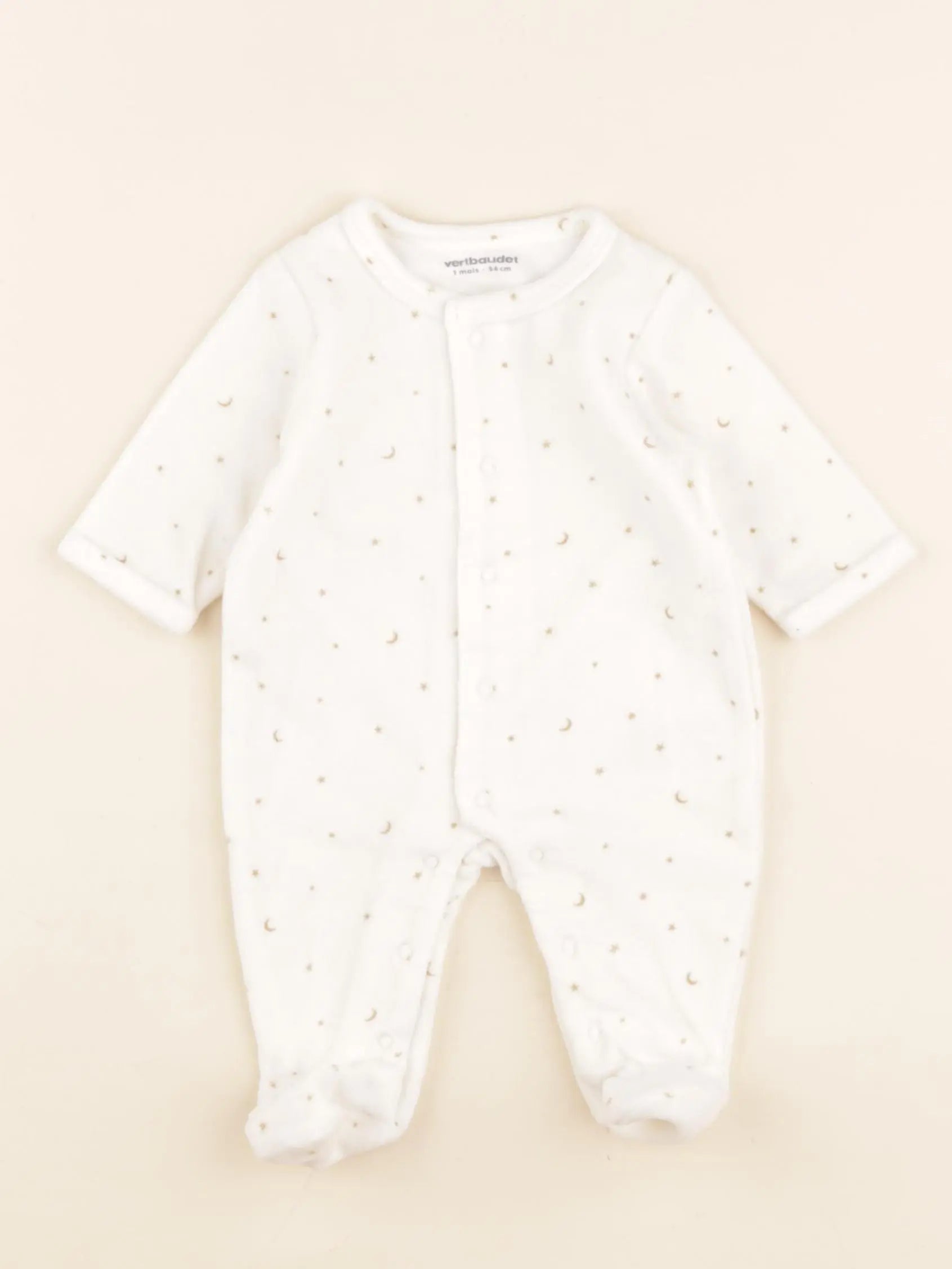 Vertbaudet - pyjama velours blanc, or - 1 mois