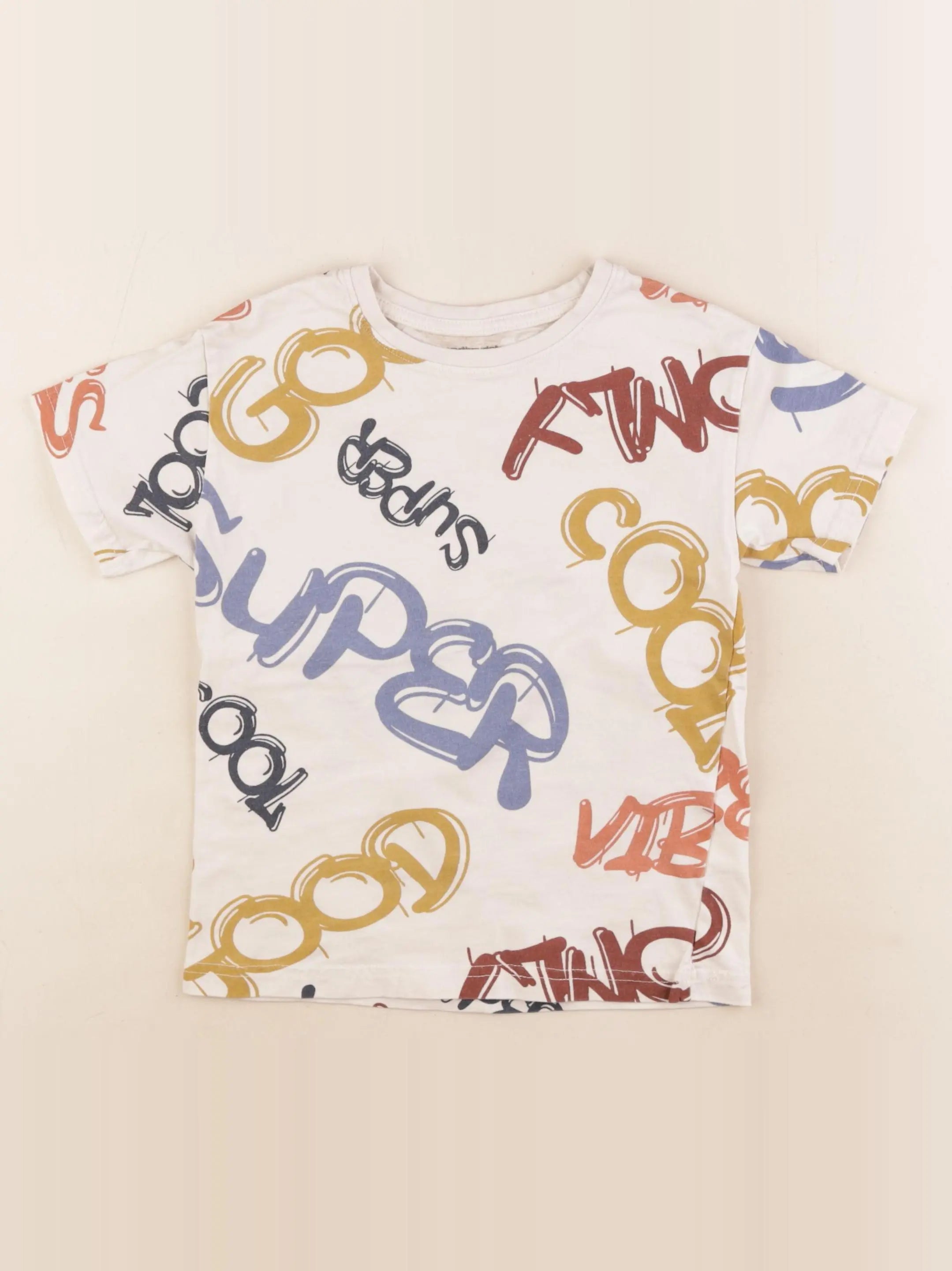 Vertbaudet - tee-shirt gris, beige - 6 ans