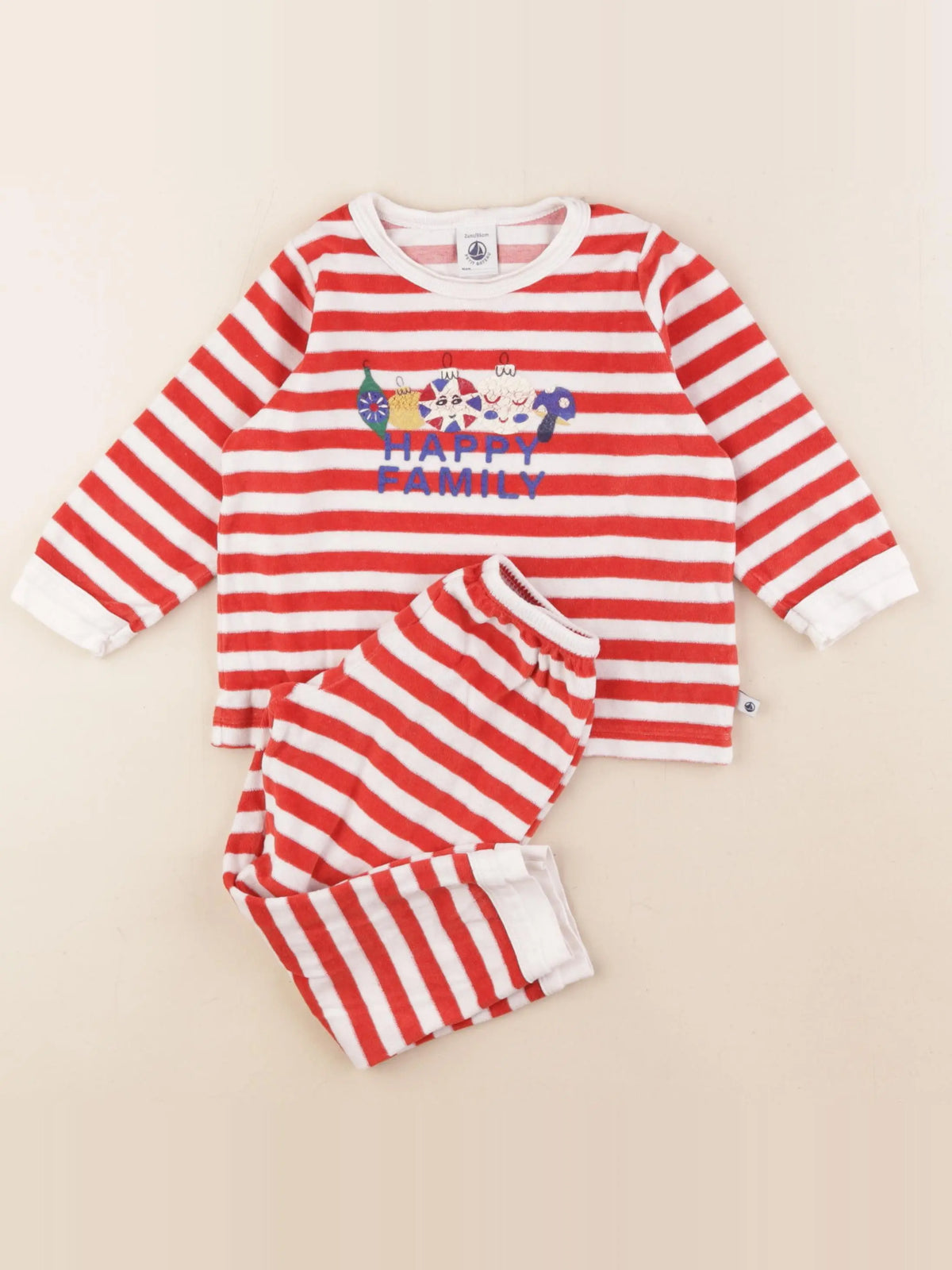 Petit Bateau - pyjama velours rouge - 2 ans
