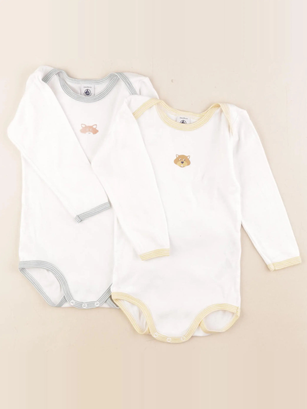 Petit Bateau - lot de 2 bodies en coton bleu, jaune - 24 mois