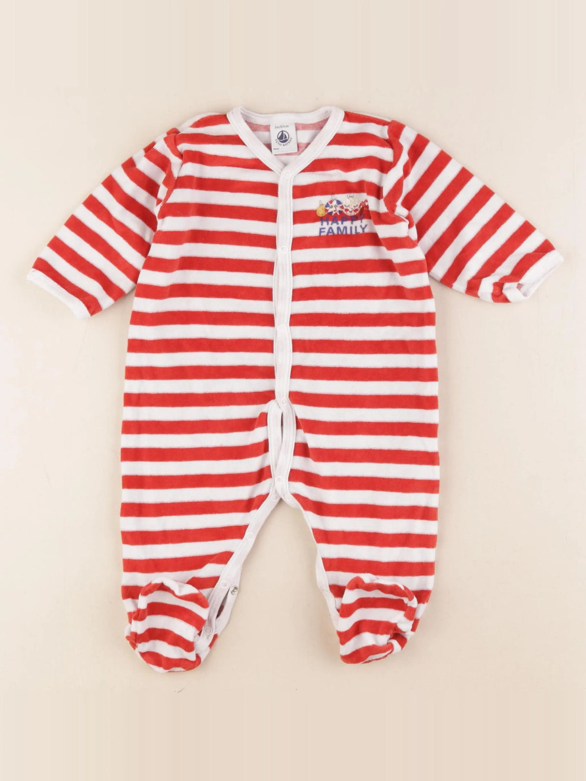 Petit Bateau - pyjama velours rouge - 6 mois
