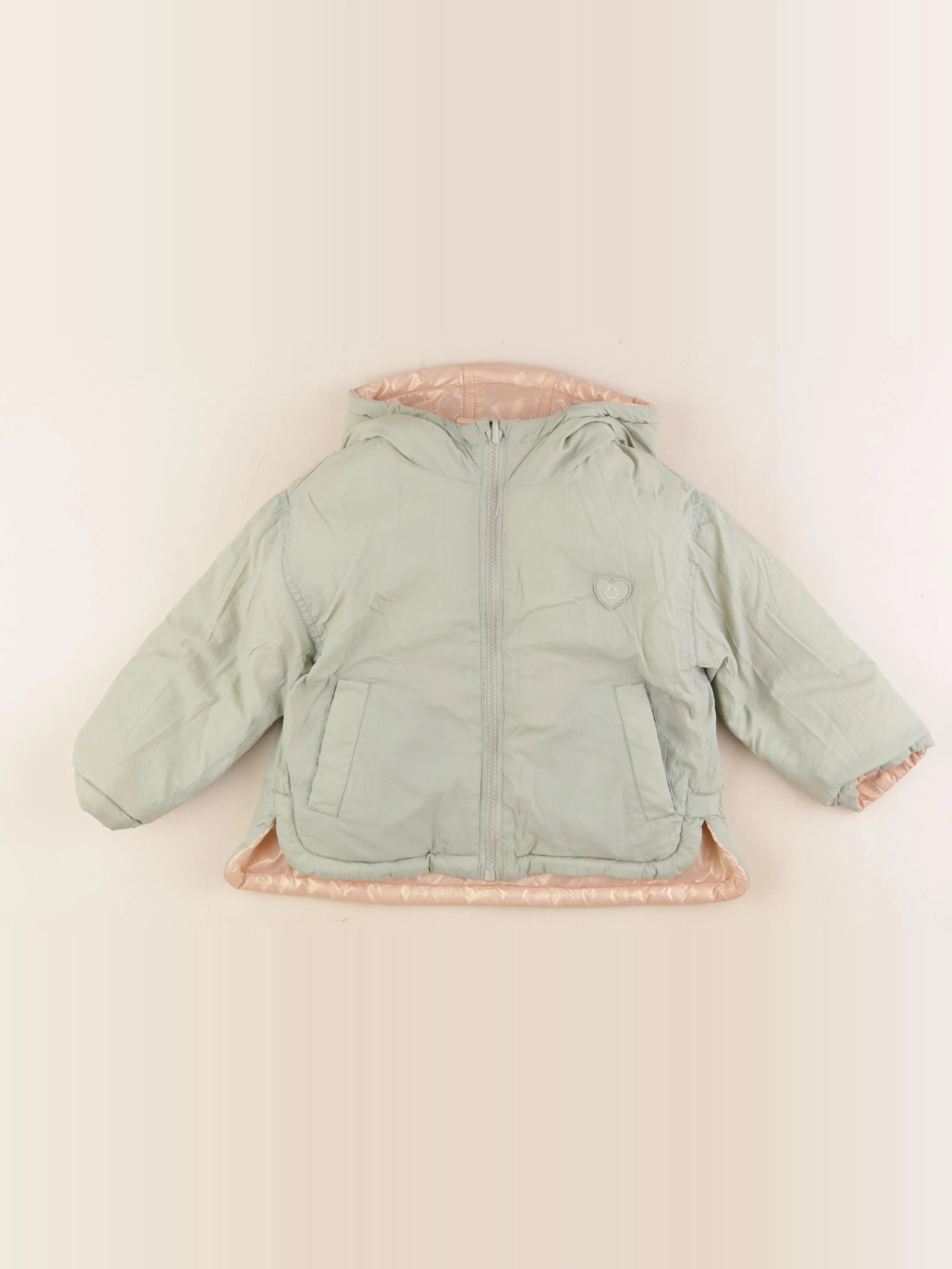 Vertbaudet - doudoune réversible rose, vert - 4 ans
