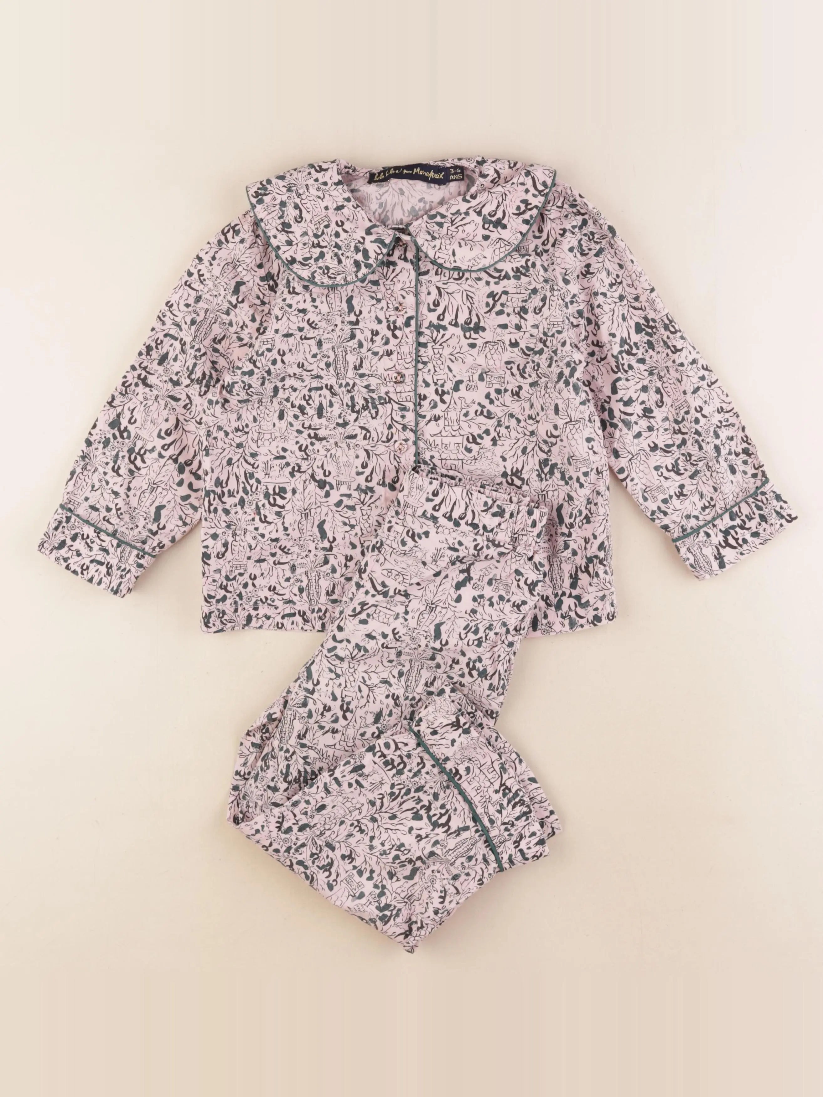Monoprix - pyjama coton multicolore - 3/4 ans