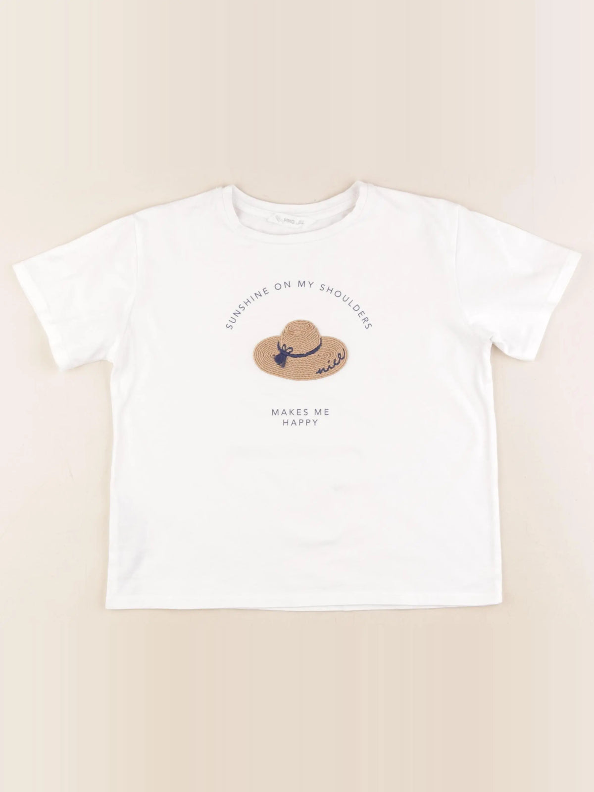 Mango - tee-shirt blanc, bleu - 7/8 ans