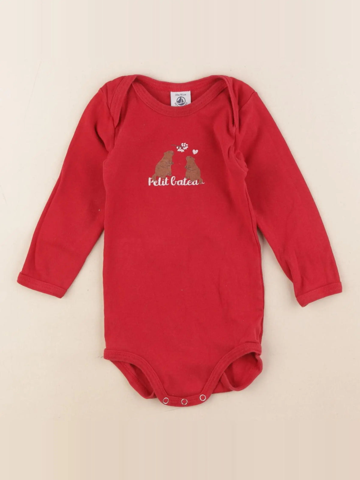 Petit Bateau - body rouge - 18 mois
