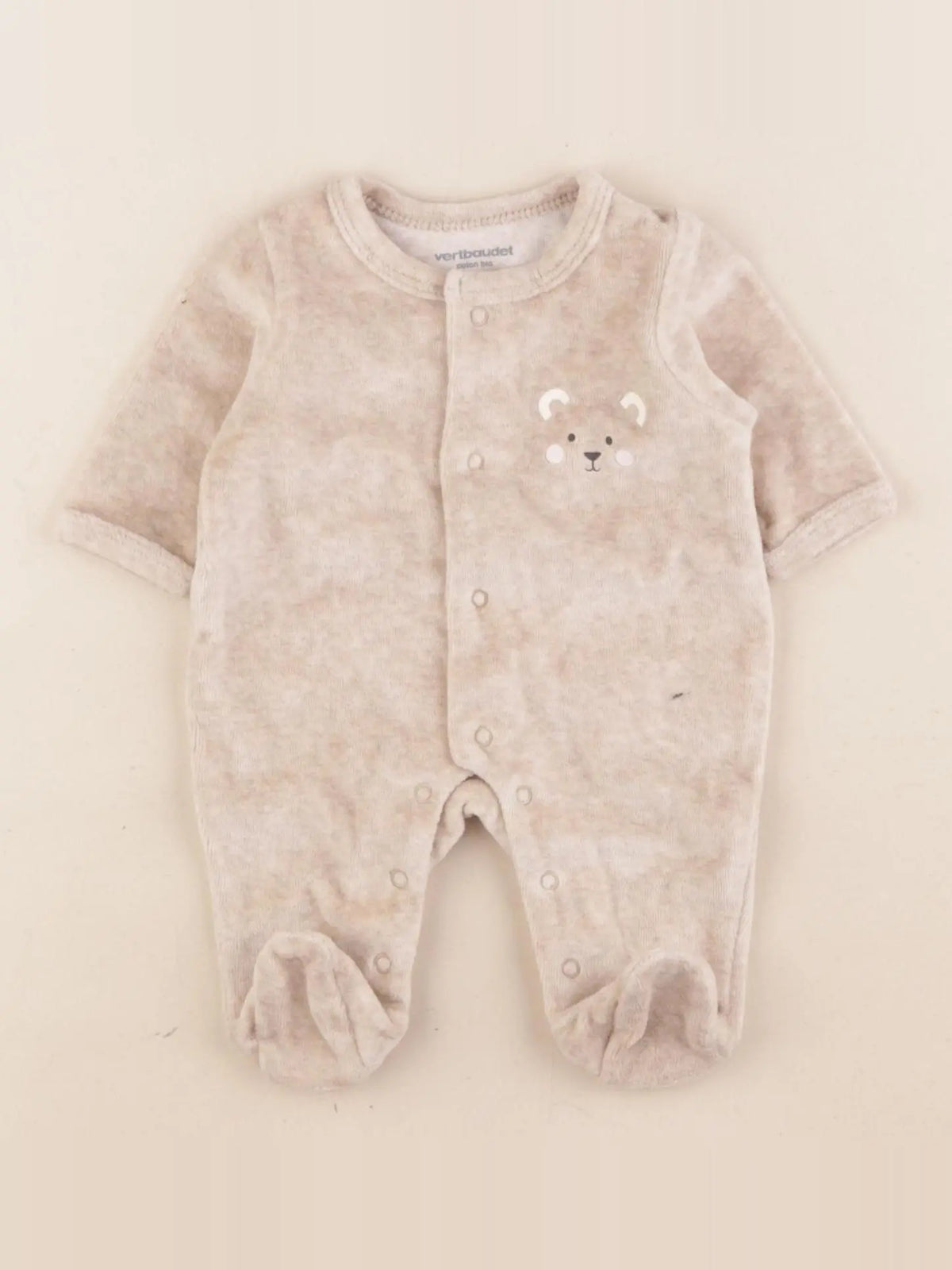 Vertbaudet - pyjama velours beige - 0 mois