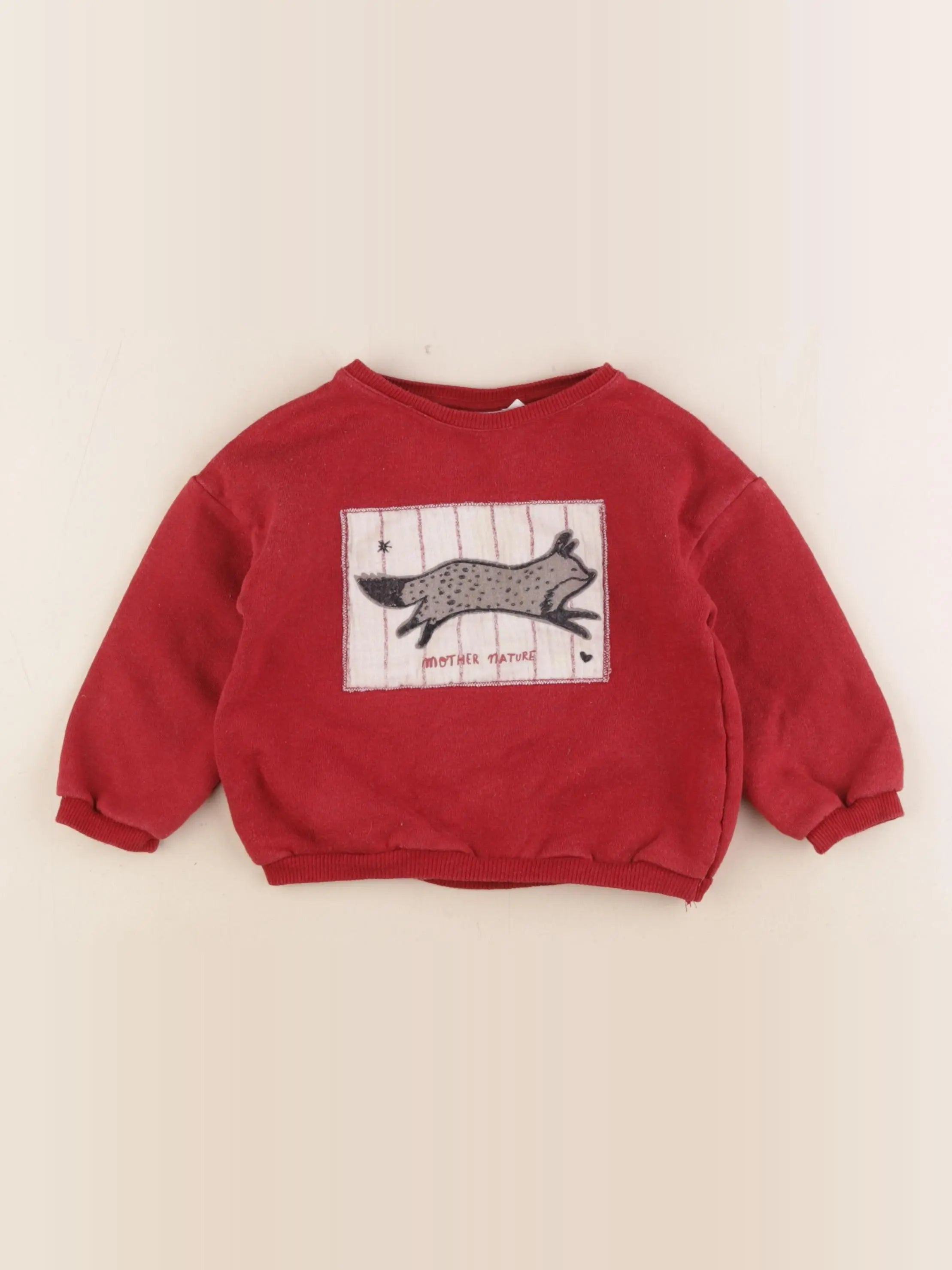 Zara - sweat rouge - 12/18 mois