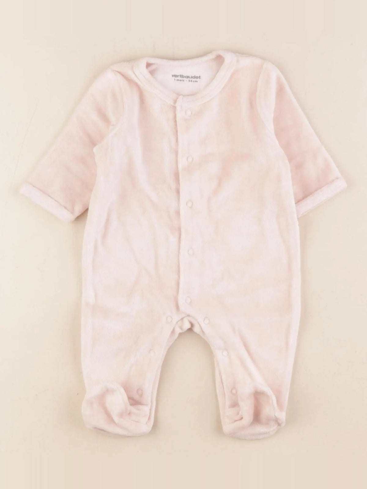 Vertbaudet - pyjama velours rose - 1 mois