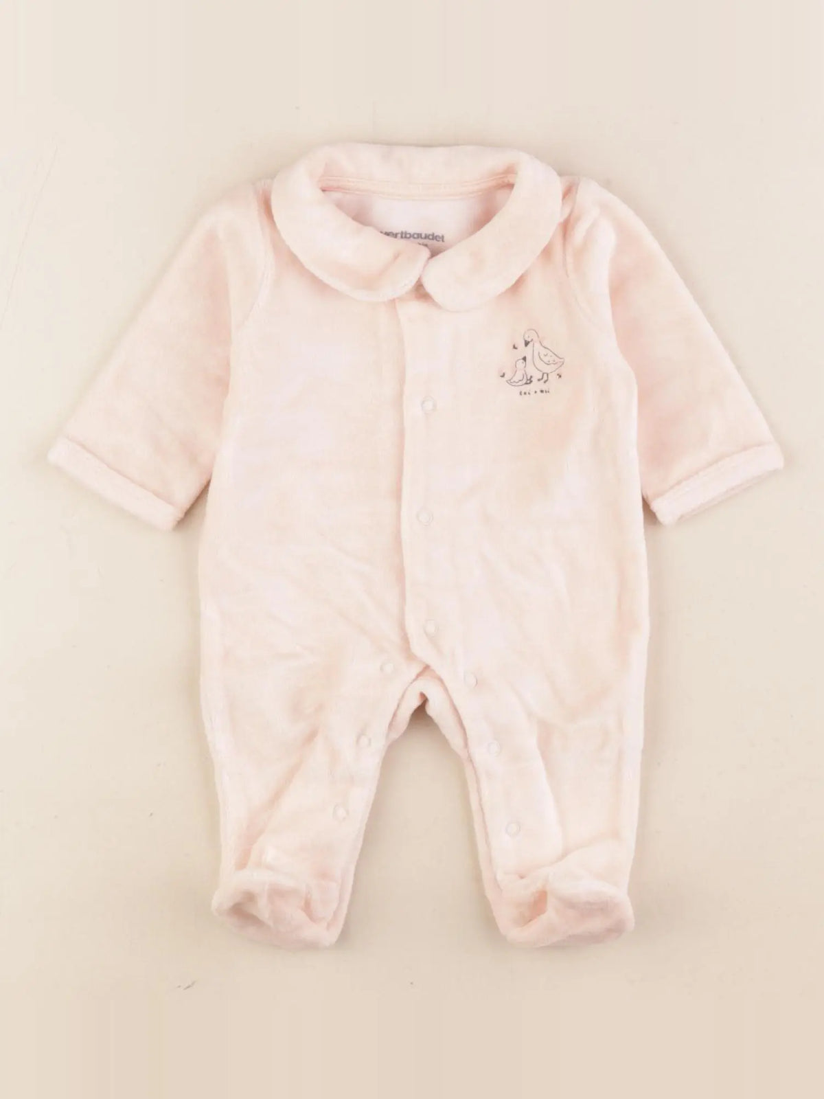 Vertbaudet - pyjama velours rose - 0 mois