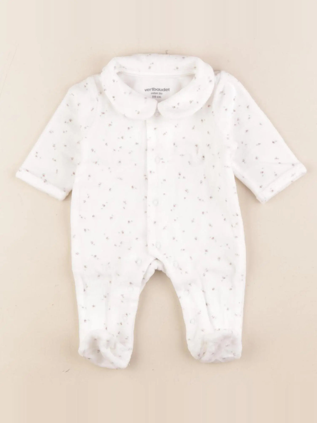 Vertbaudet - pyjama velours blanc - 0 mois