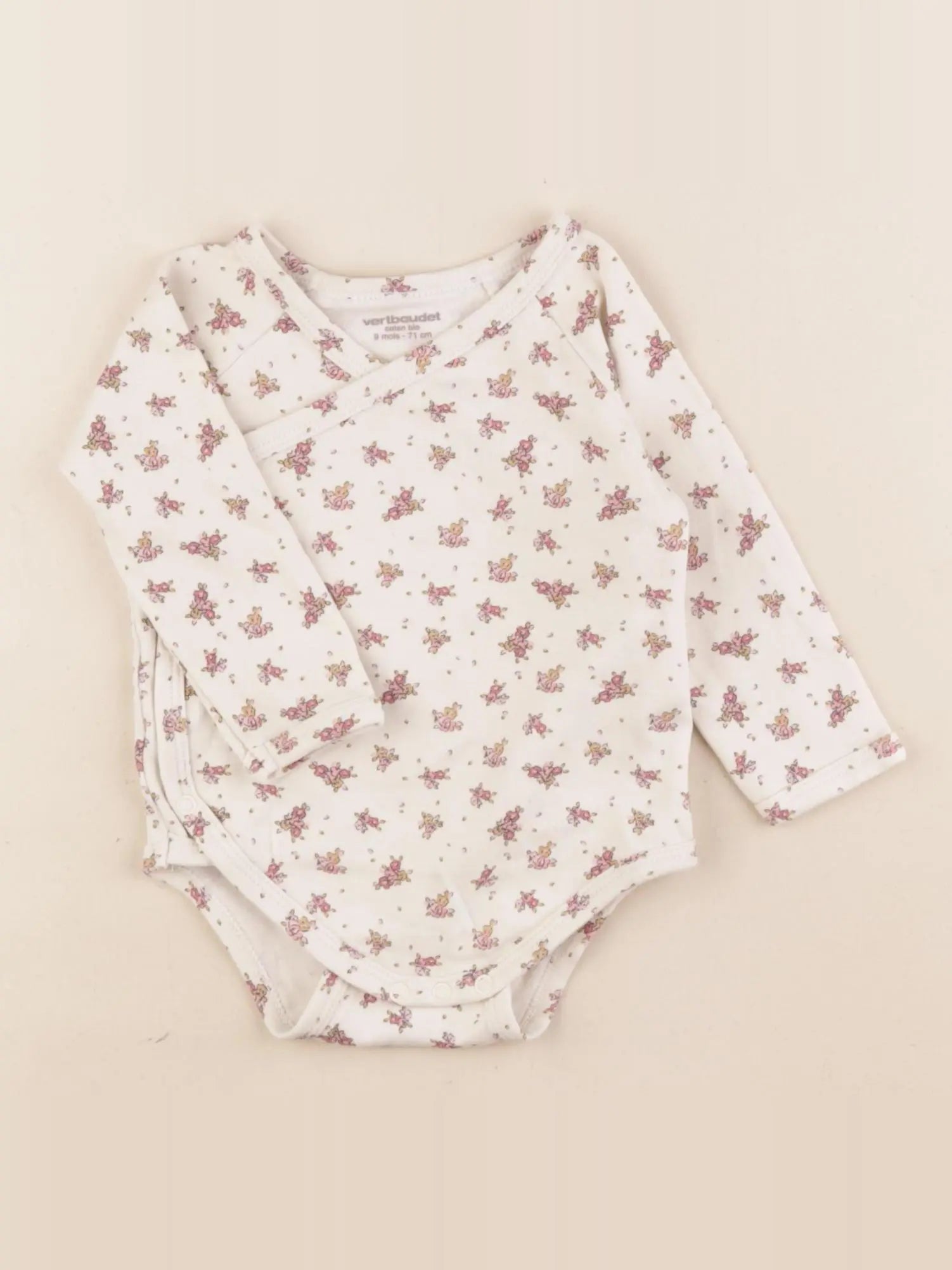 Vertbaudet - body velours beige - 9 mois