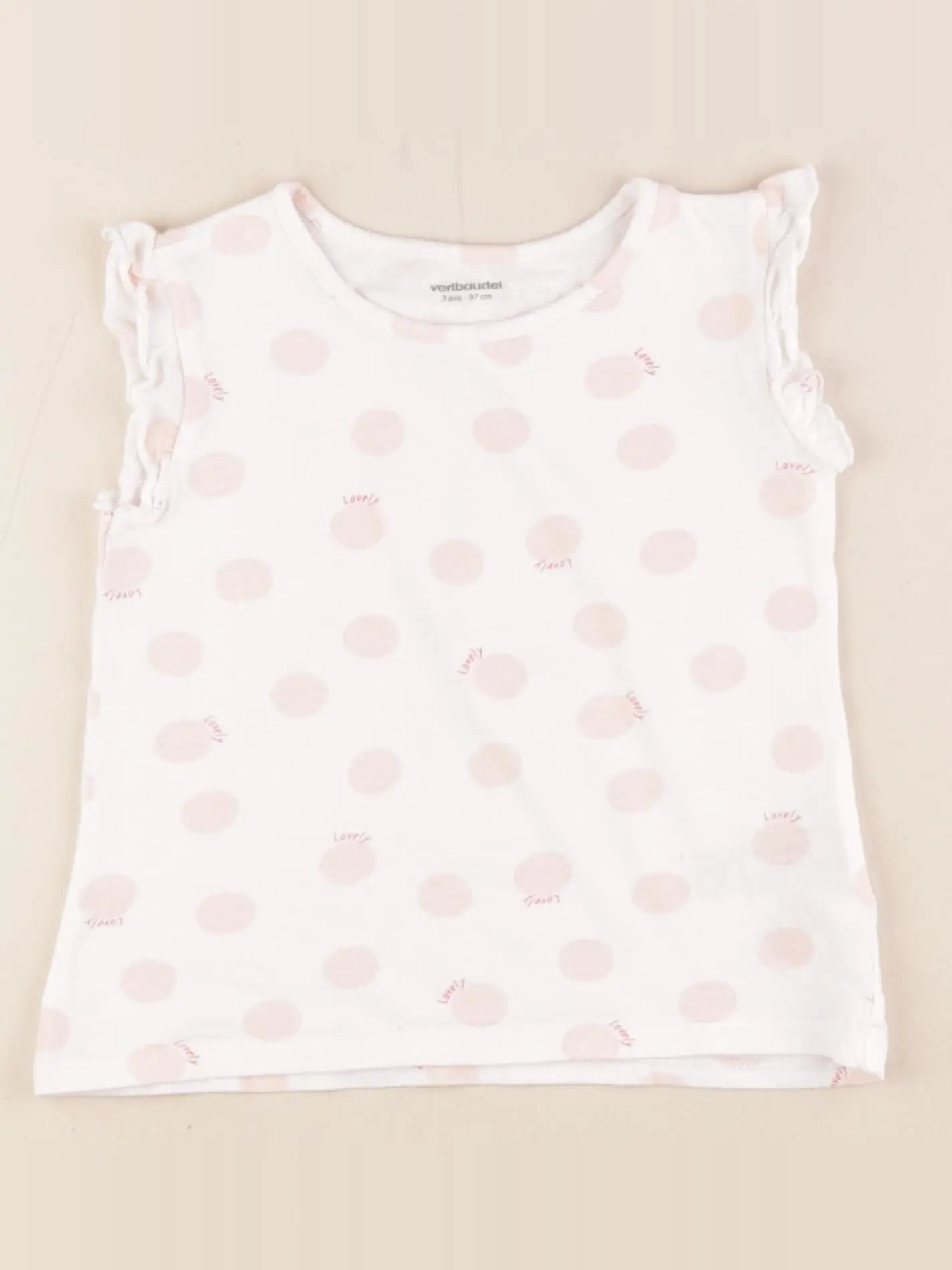 Vertbaudet - tee-shirt blanc, rose - 3 ans