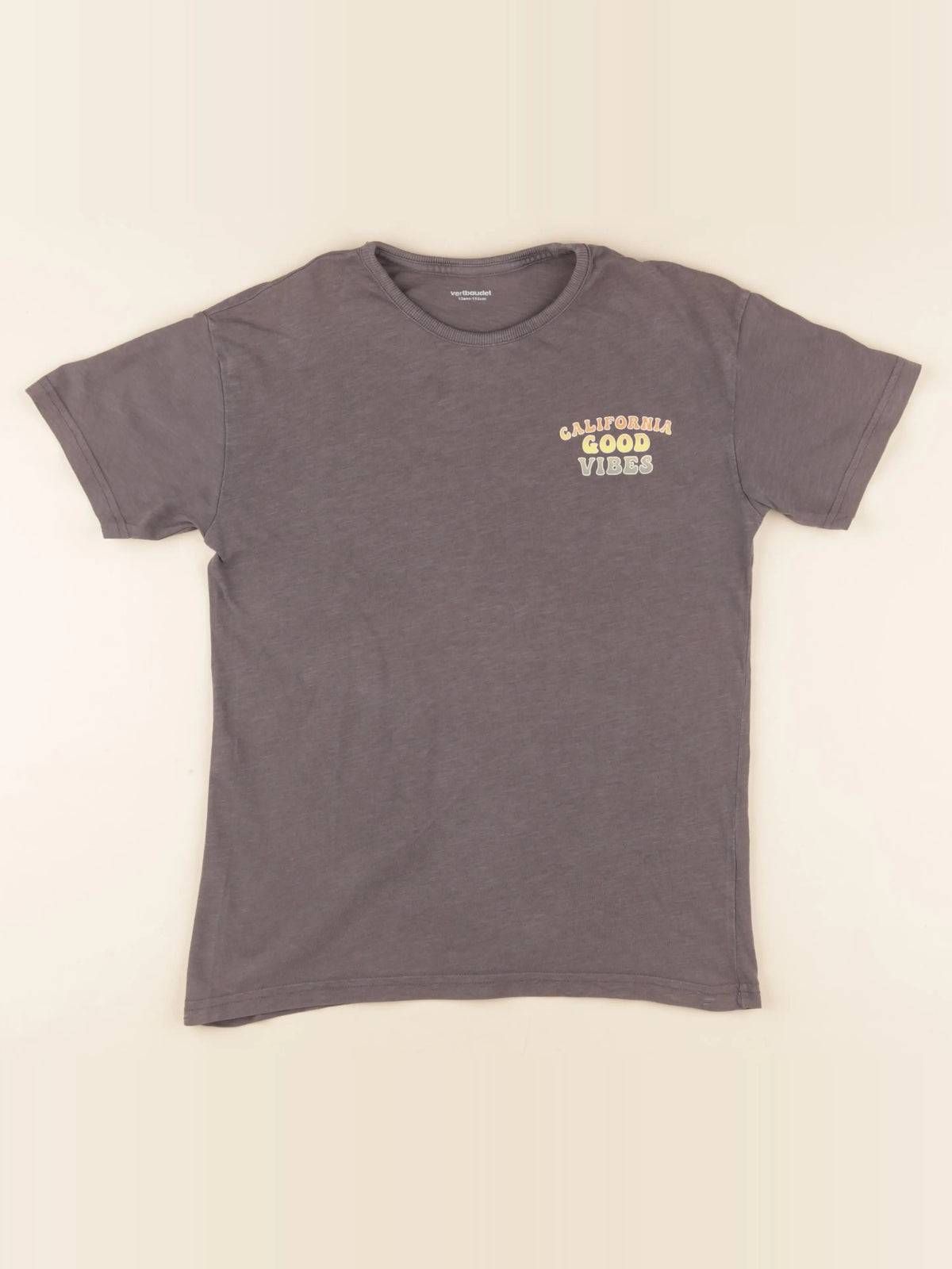 Vertbaudet - tee-shirt imprimé au dos taupe - 12 ans