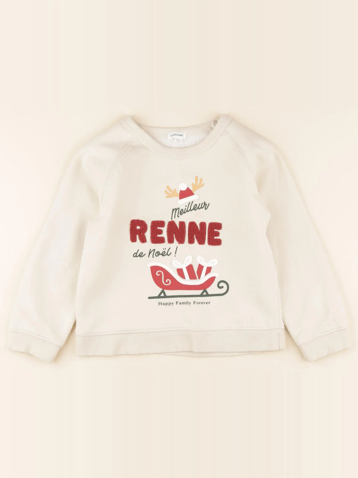Vertbaudet - sweat beige - 6 ans