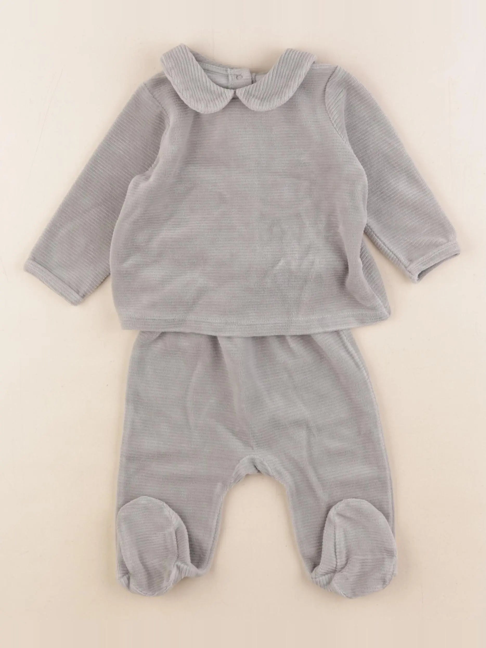 Vertbaudet - pyjama velours vert - 9 mois