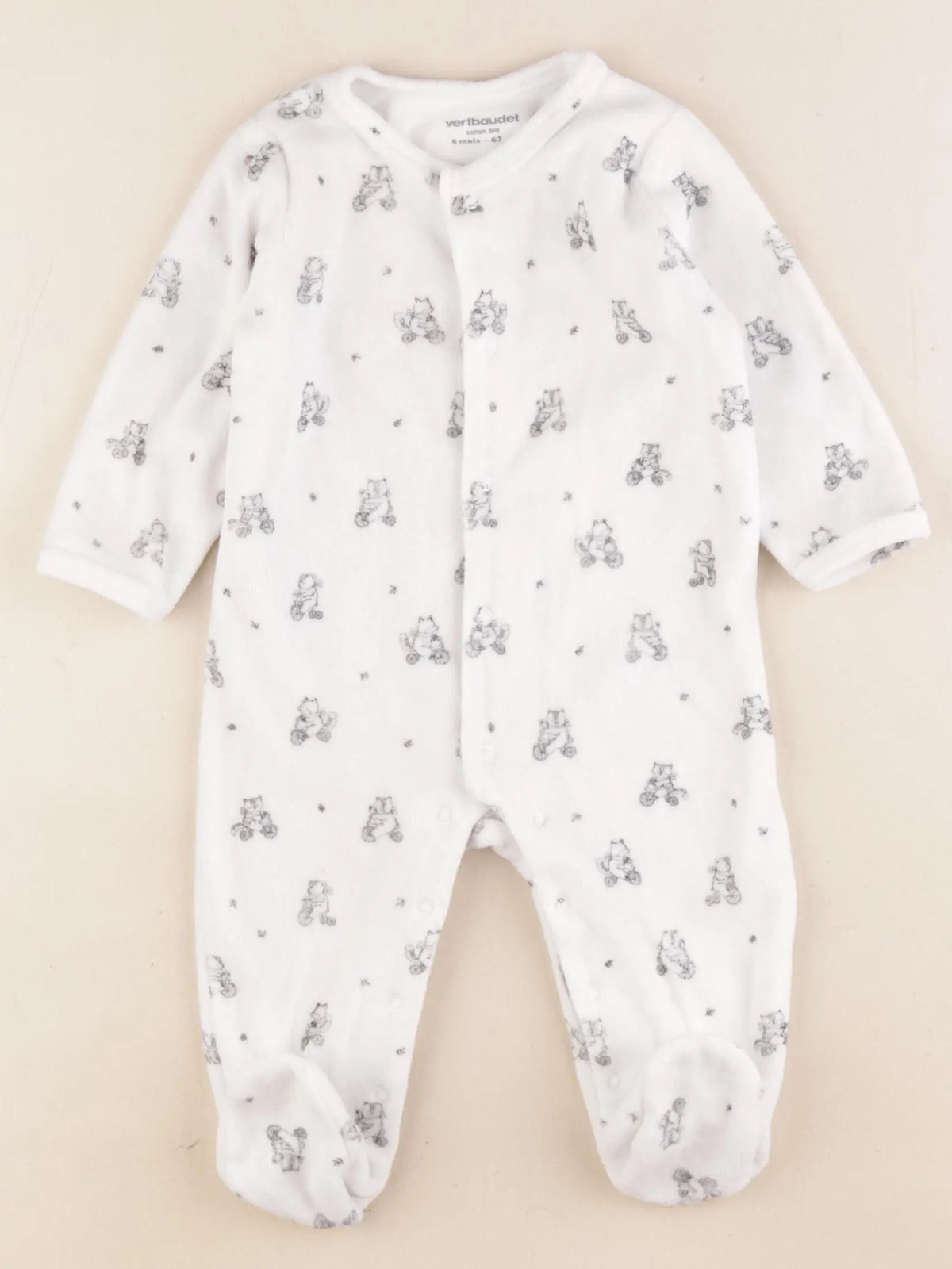 Vertbaudet - pyjama velours blanc - 6 mois