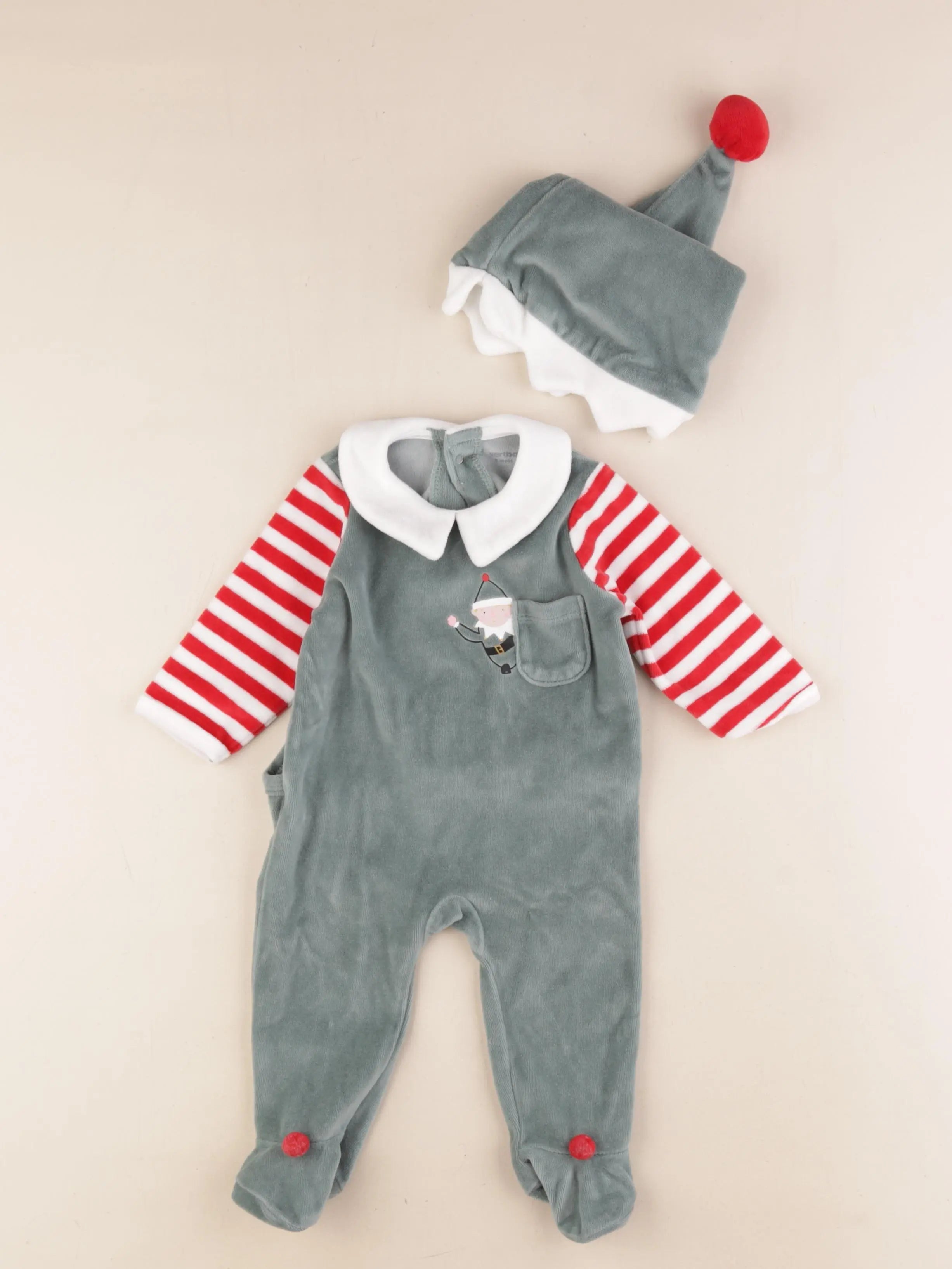 Vertbaudet - pyjama velours multicolore - 6 mois