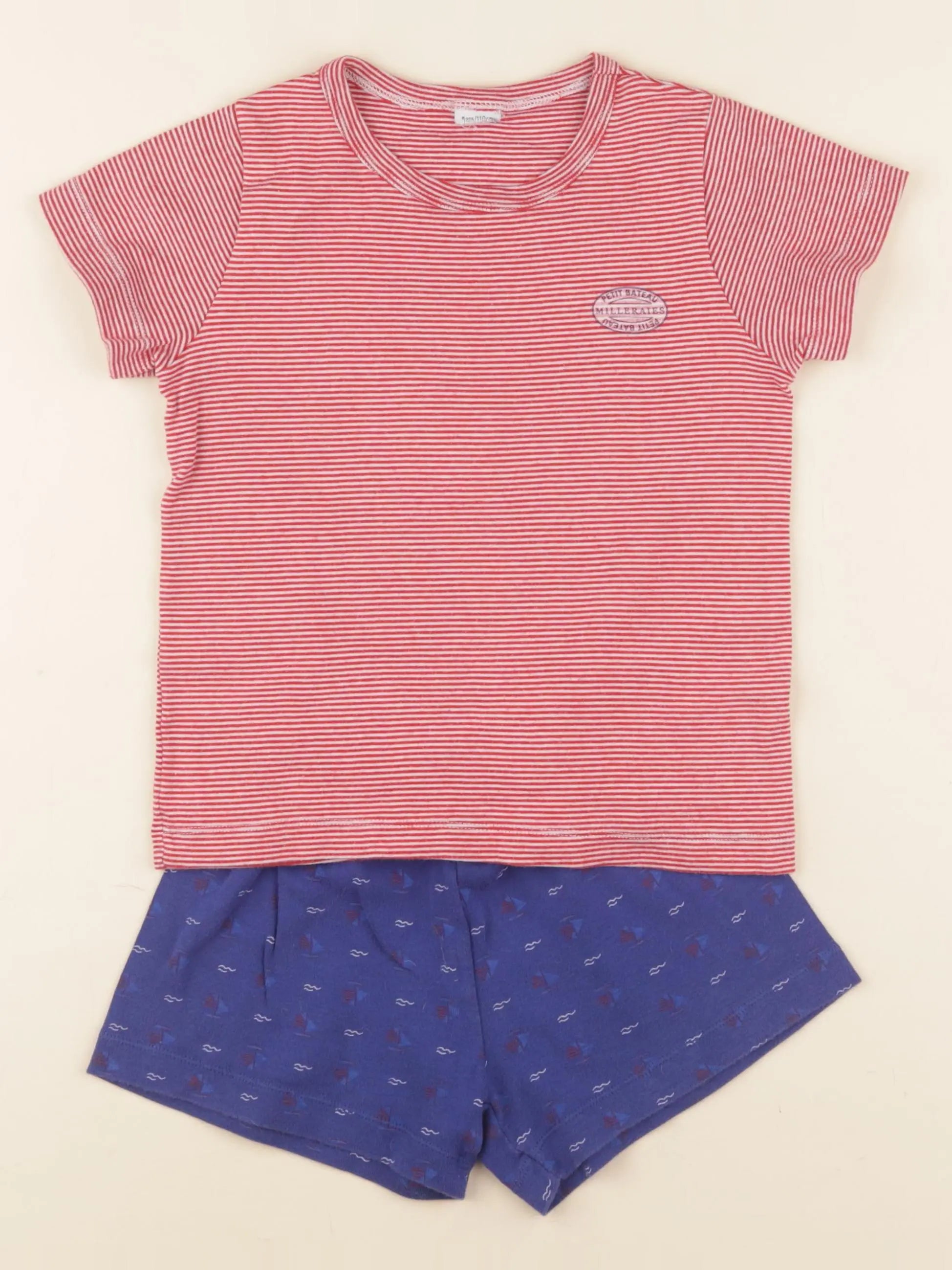 Petit Bateau - pyjama coton bleu, rouge - 5 ans