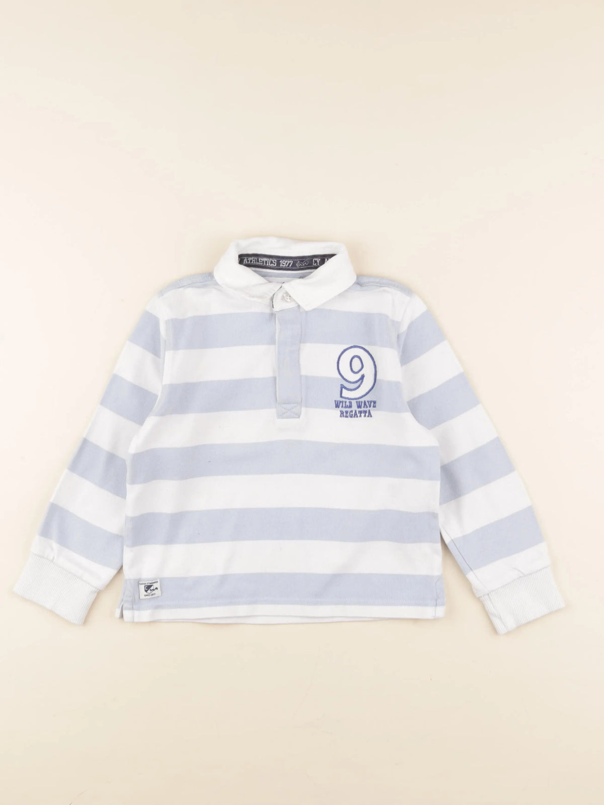 Cyrillus - polo blanc, bleu - 4 ans