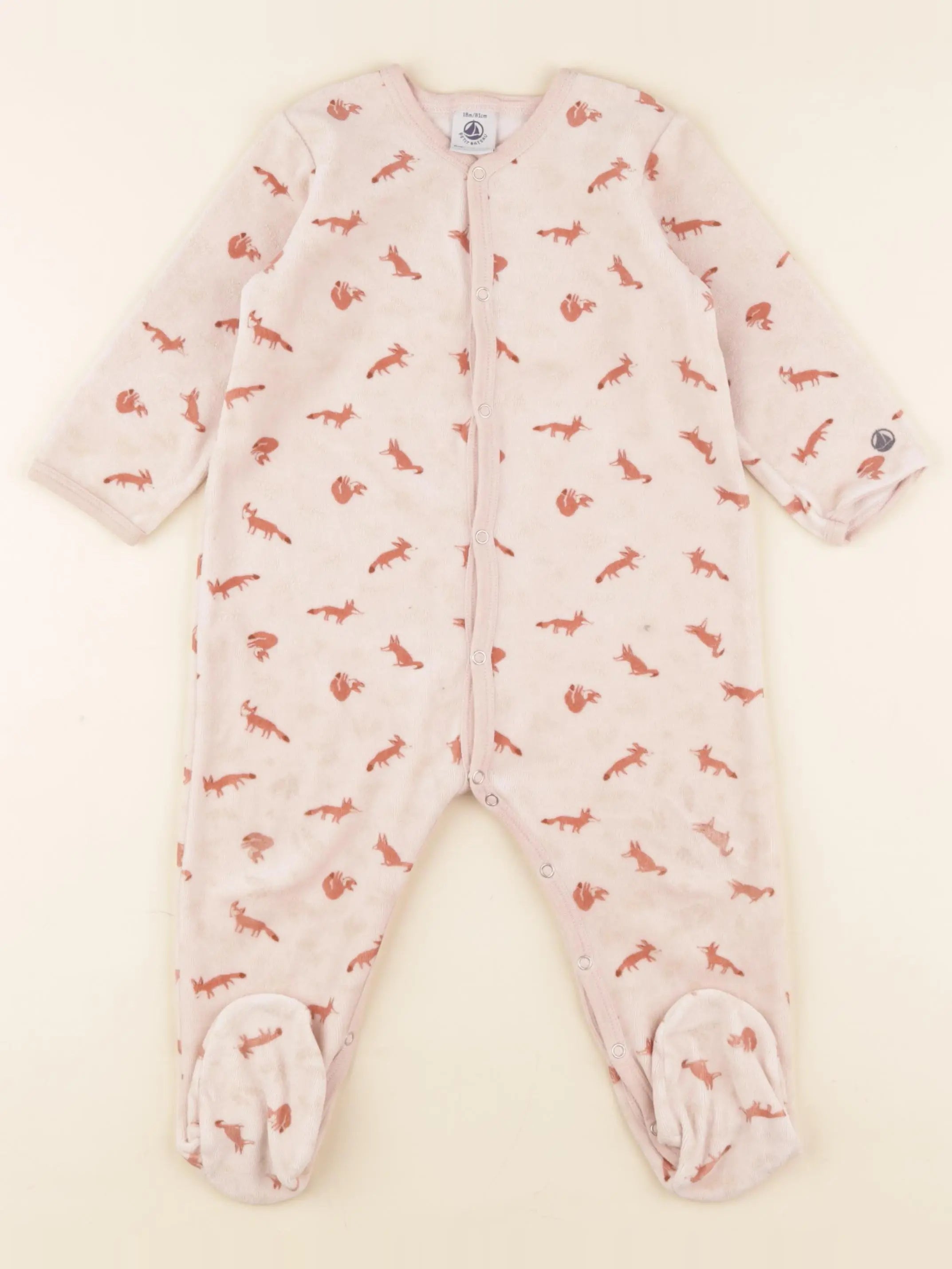 Petit Bateau - pyjama velours rose - 18 mois