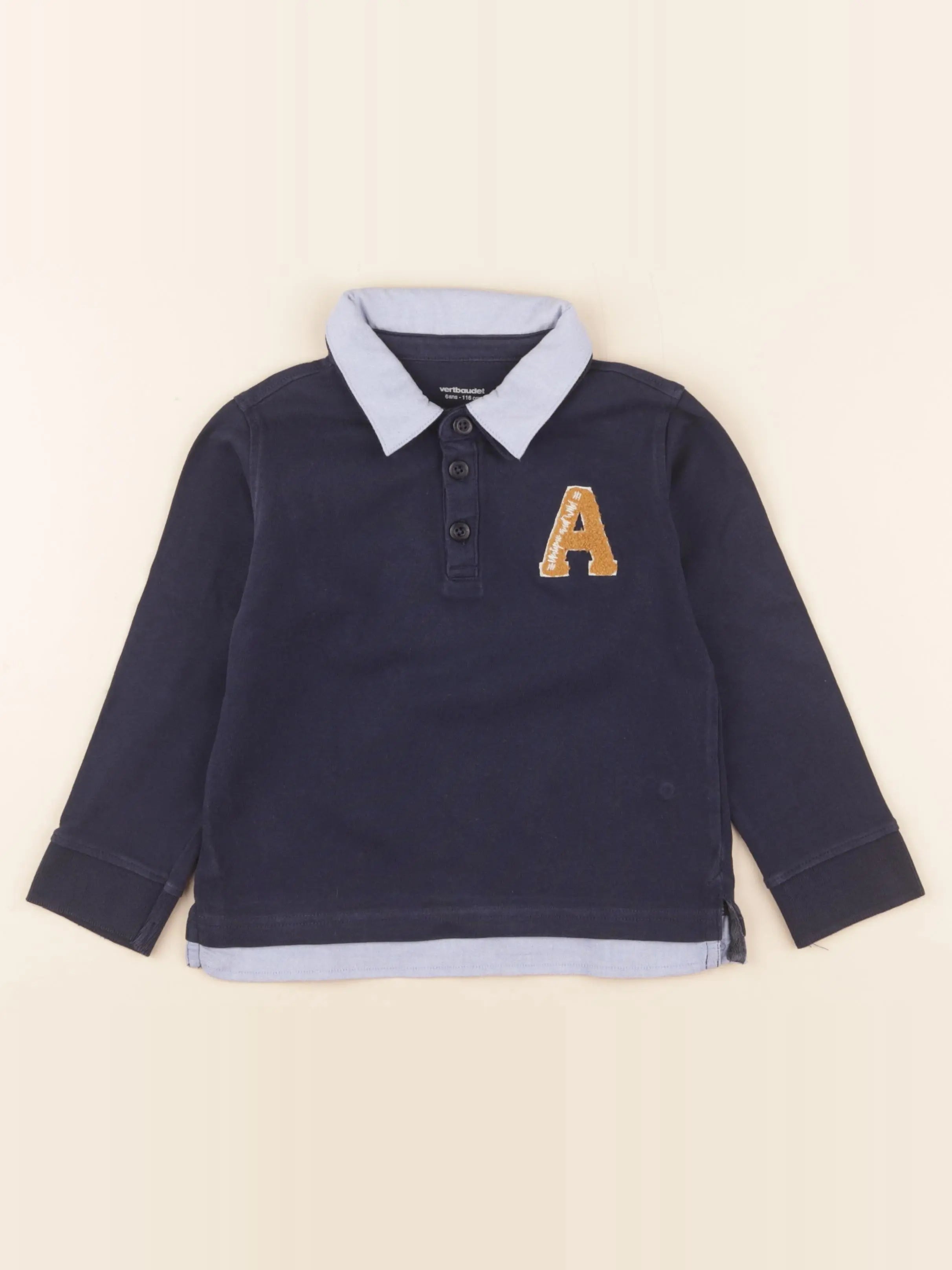 Vertbaudet - polo bleu - 6 ans