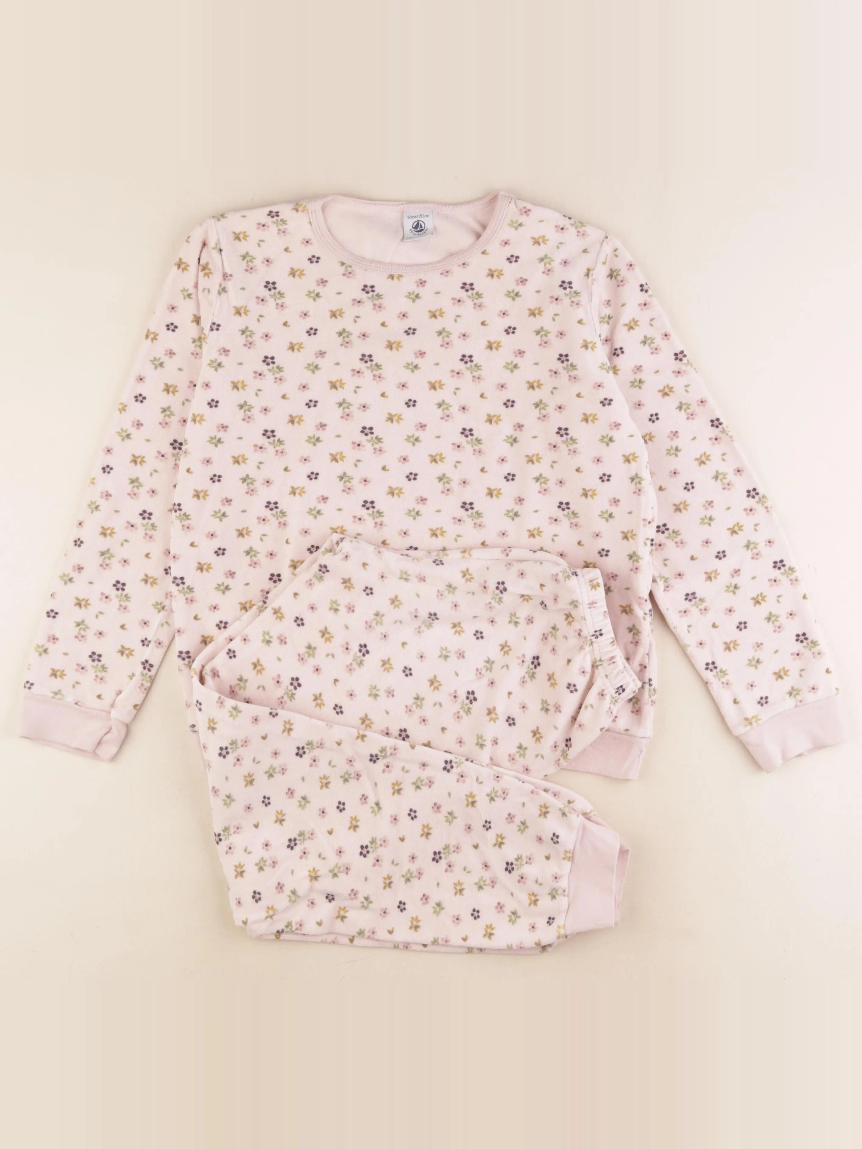 Petit Bateau - pyjama velours rose - 12 ans