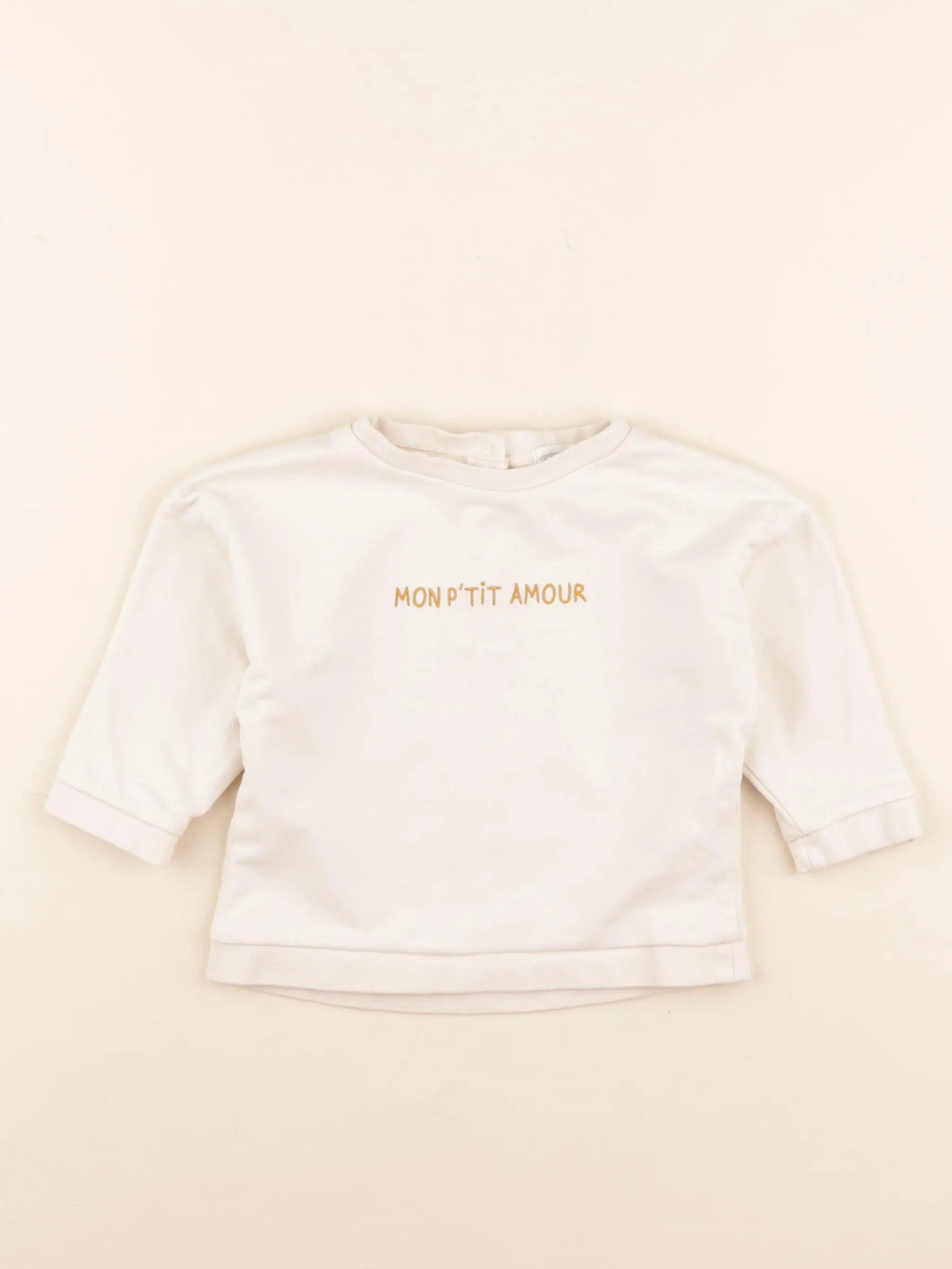 Vertbaudet - sweat beige - 12 mois