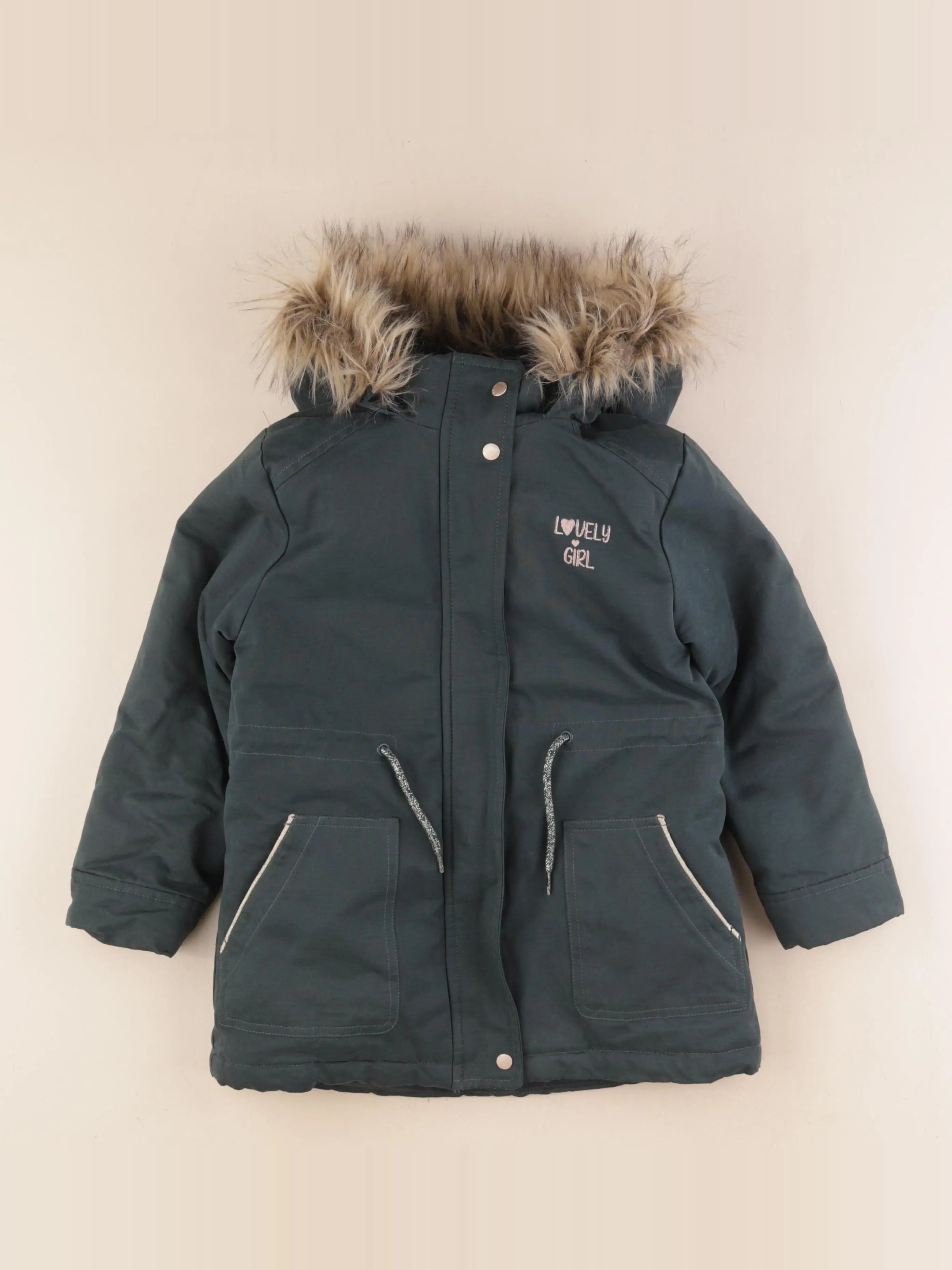 Vertbaudet - manteau doublure amovible vert - 6 ans