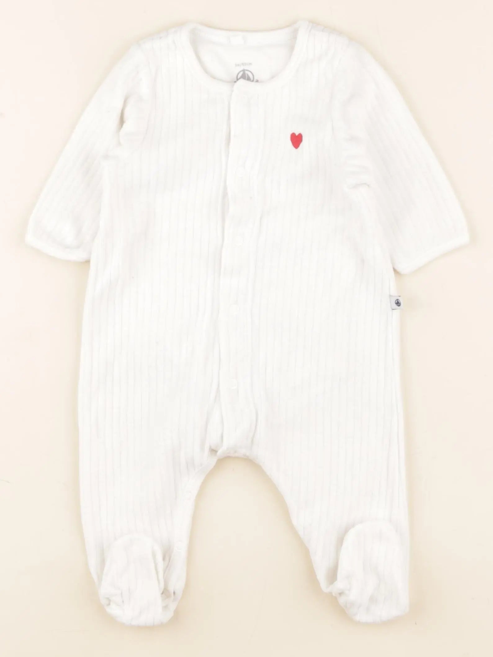 Petit Bateau - pyjama velours blanc - 3 mois