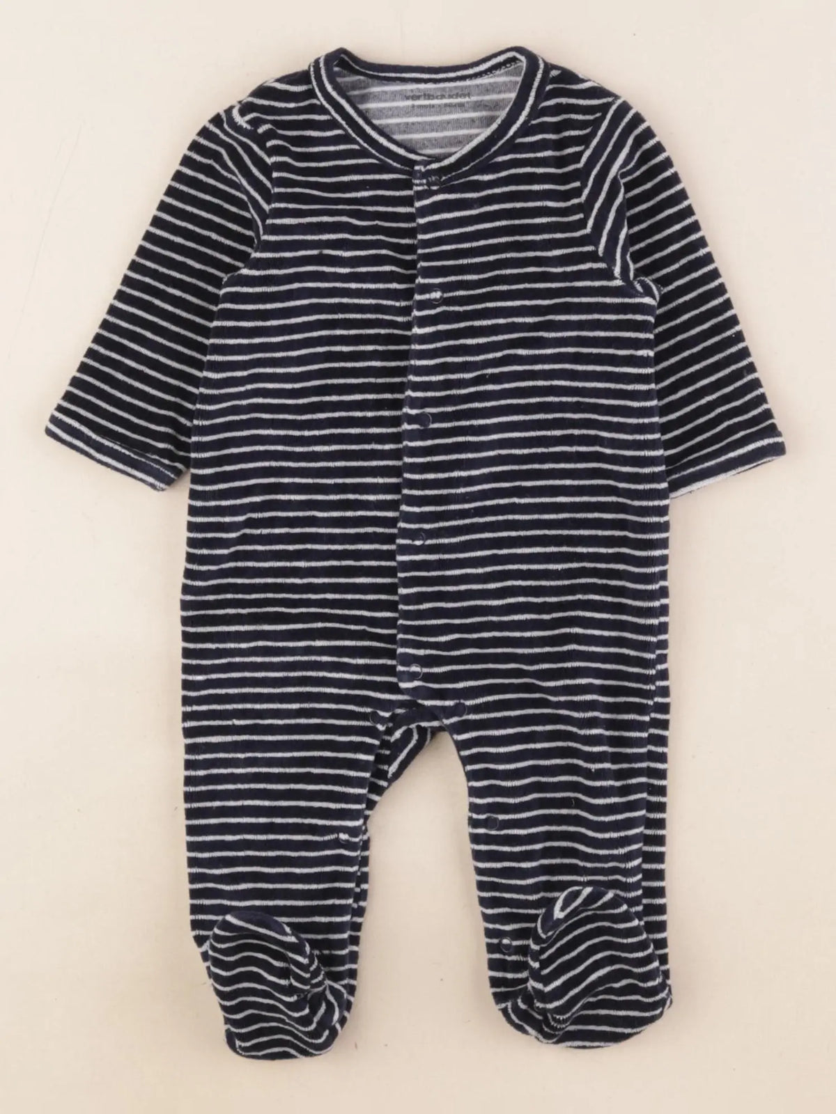 Vertbaudet - pyjama velours bleu - 3 mois