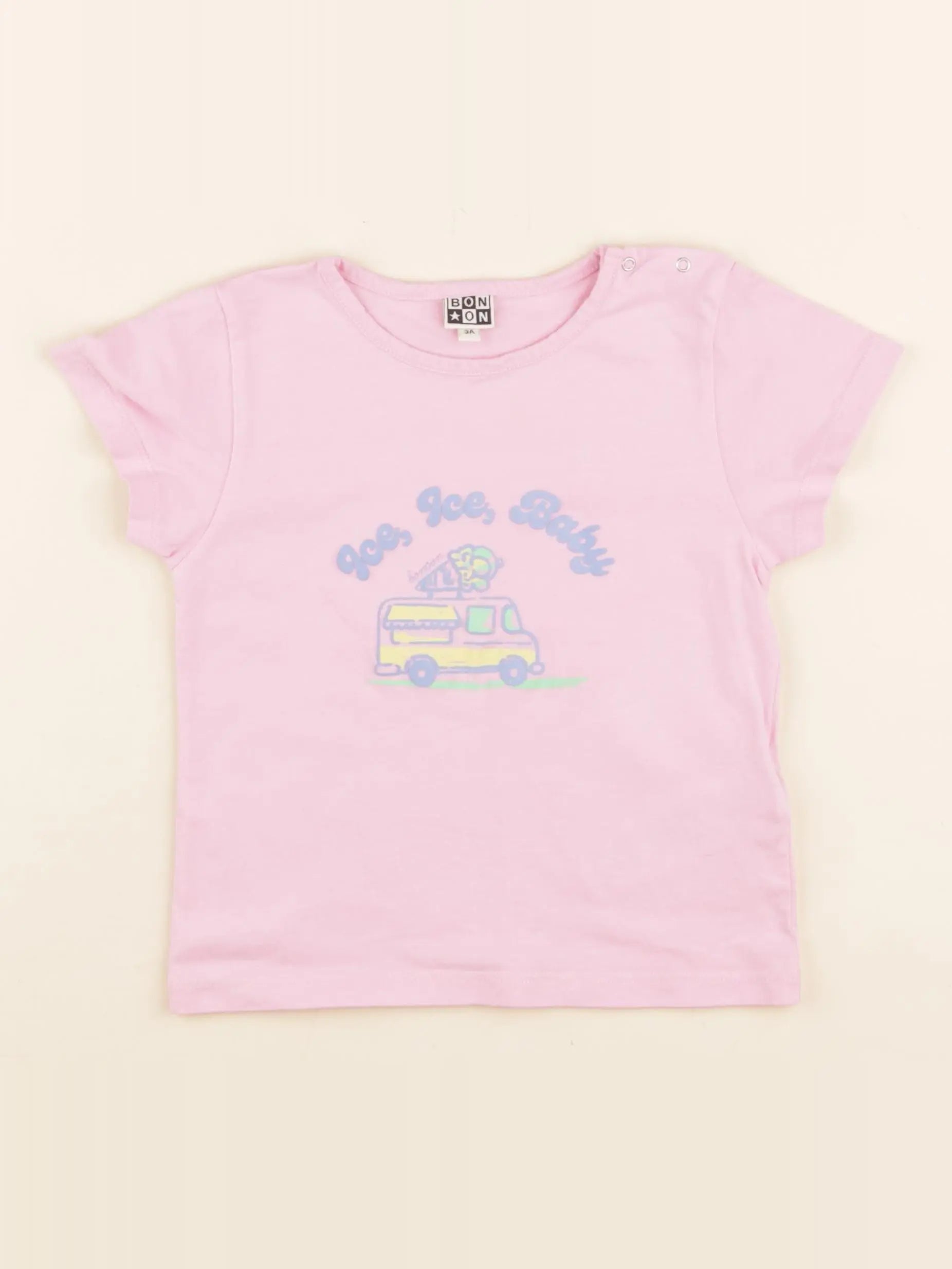 Bonton - tee-shirt rose - 3 ans