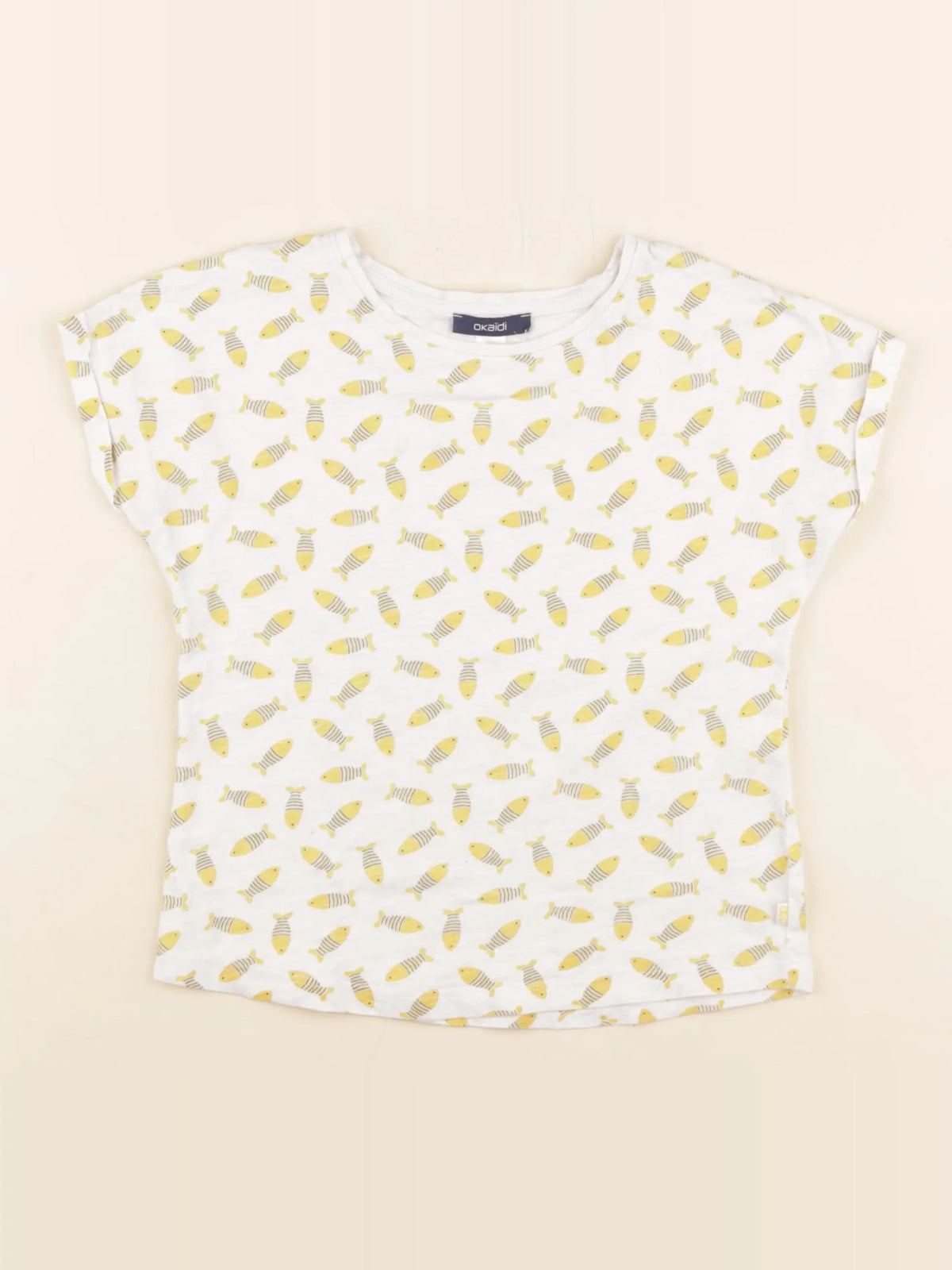 Okaidi - tee-shirt blanc, jaune - 5 ans