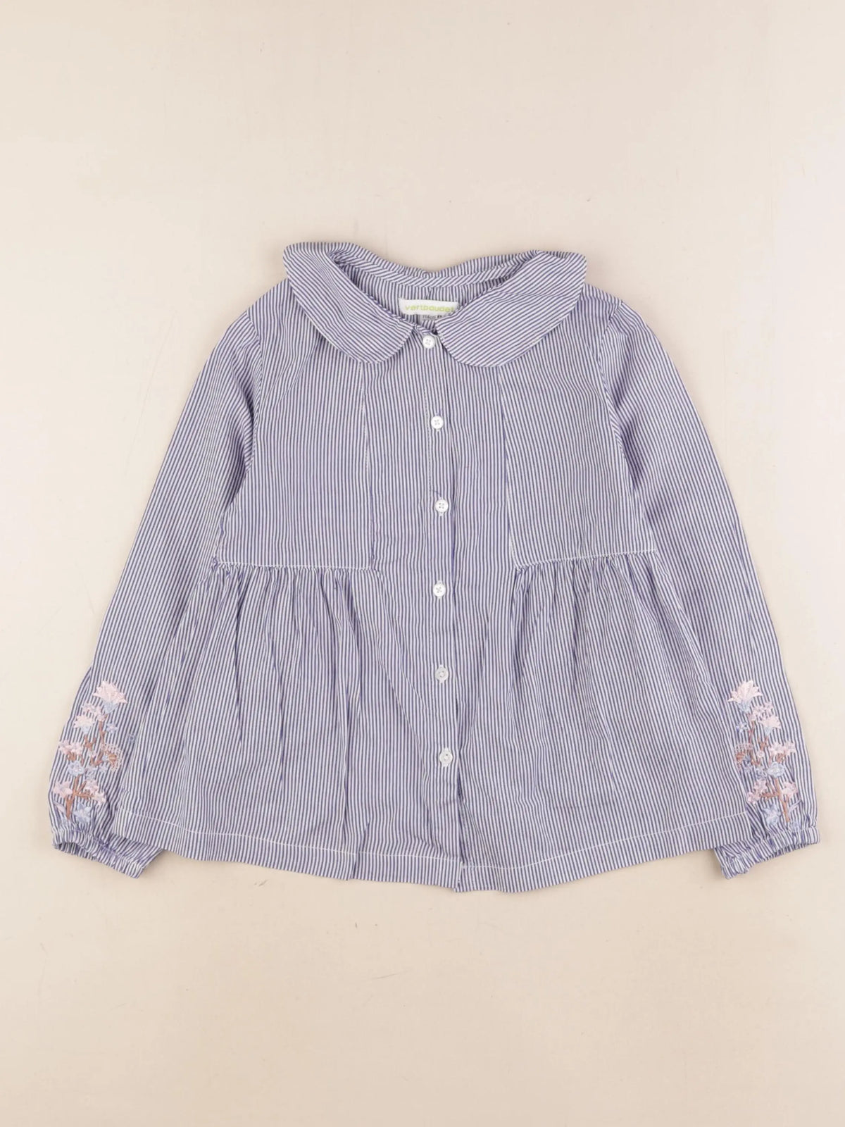 Vertbaudet - blouse bleu, blanc - 6 ans
