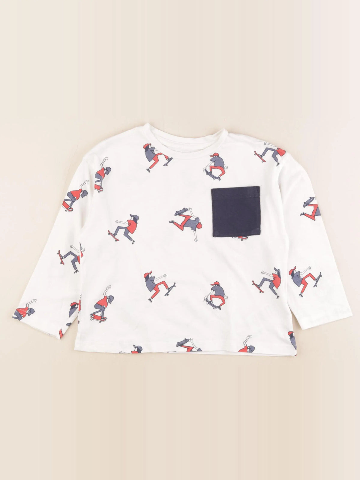 Vertbaudet - tee-shirt blanc, bleu - 5 ans