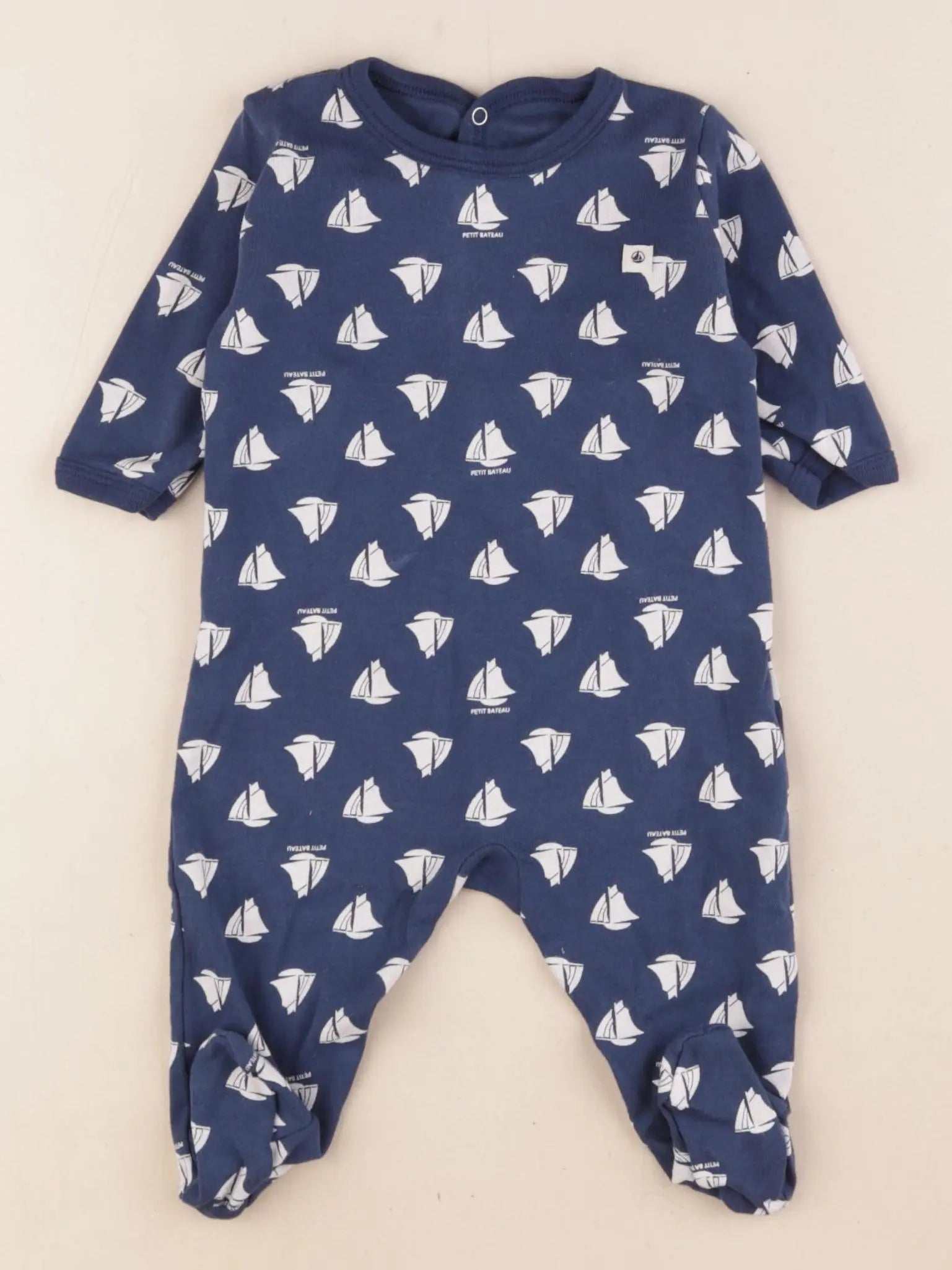 Petit Bateau - pyjama coton bleu - 3 mois