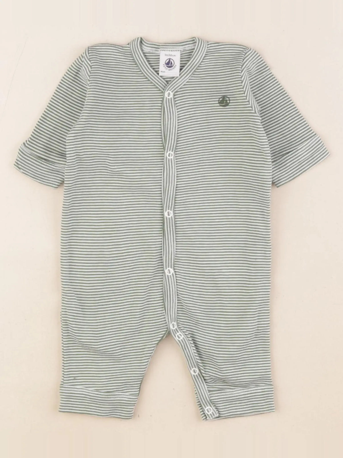 Petit Bateau - pyjama coton vert - 3 mois