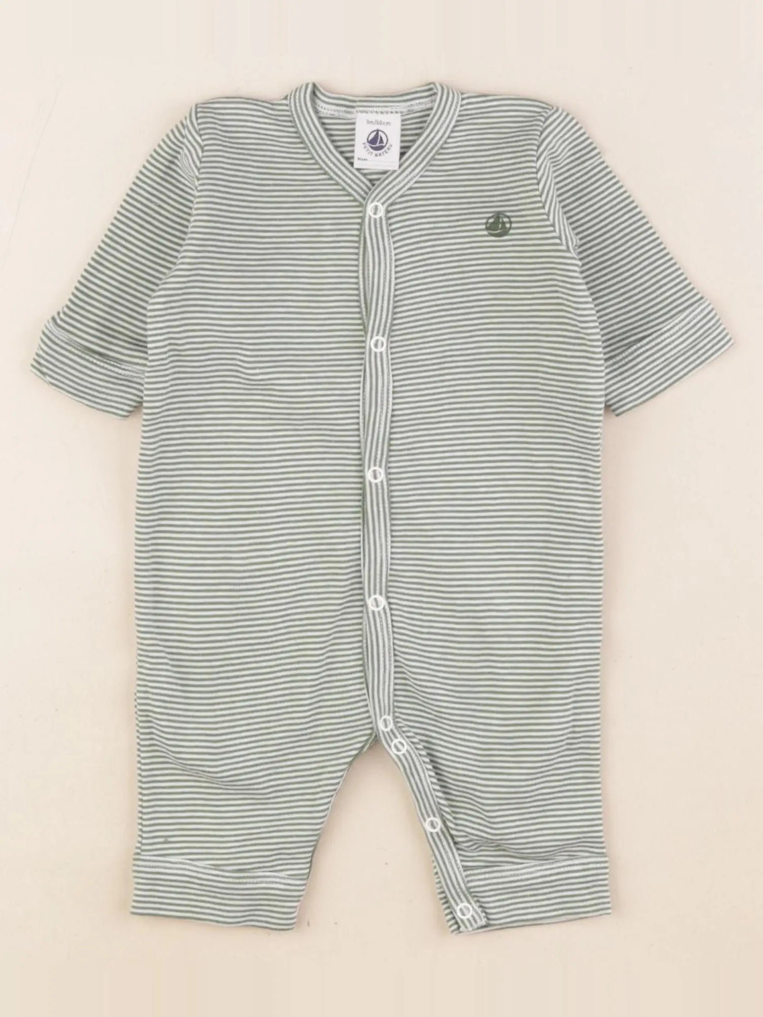 Petit Bateau - pyjama coton vert - 3 mois