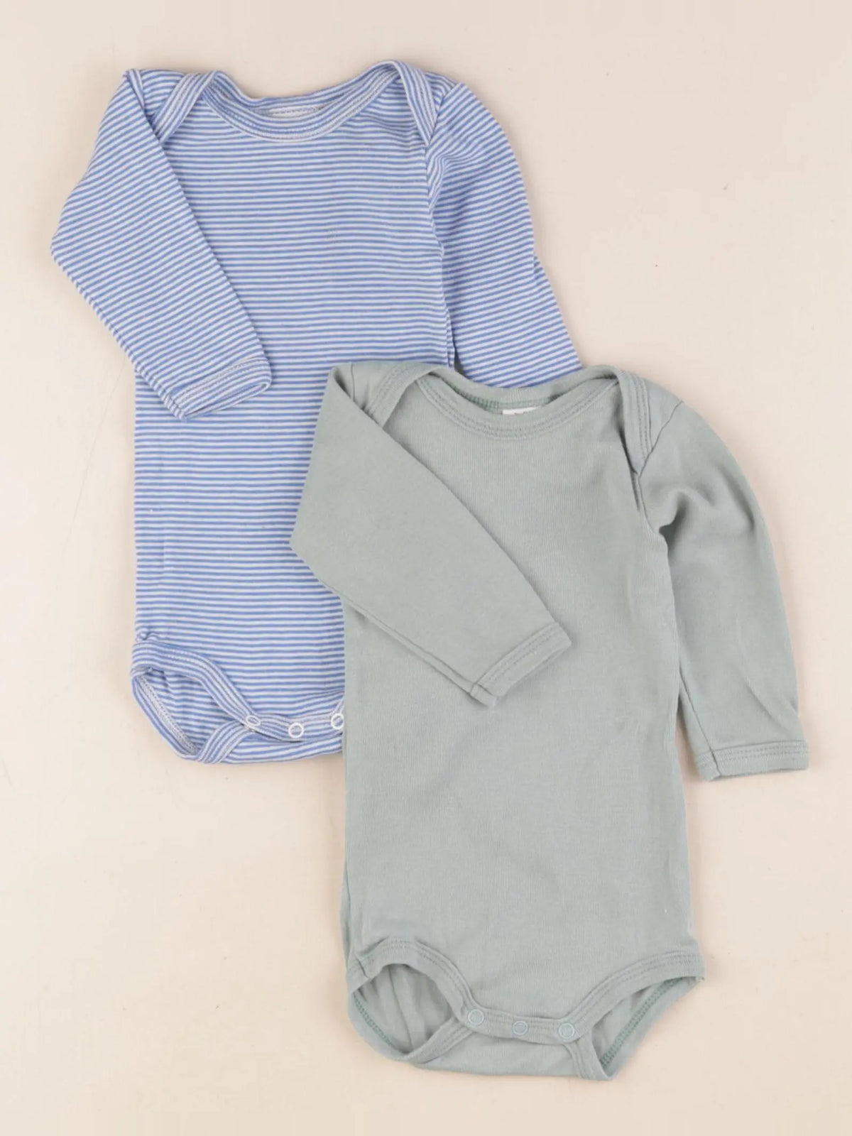 Petit Bateau - lot de 2 bodies en coton bleu, vert - 3 mois