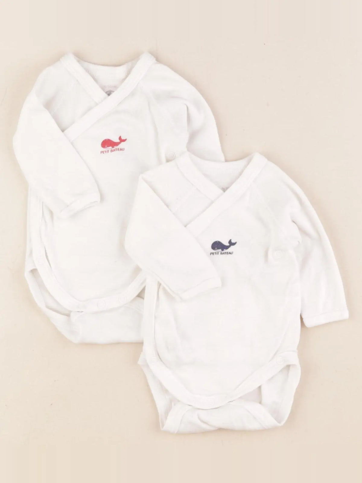 Petit Bateau - lot de 2 bodies en coton blanc - 0 mois
