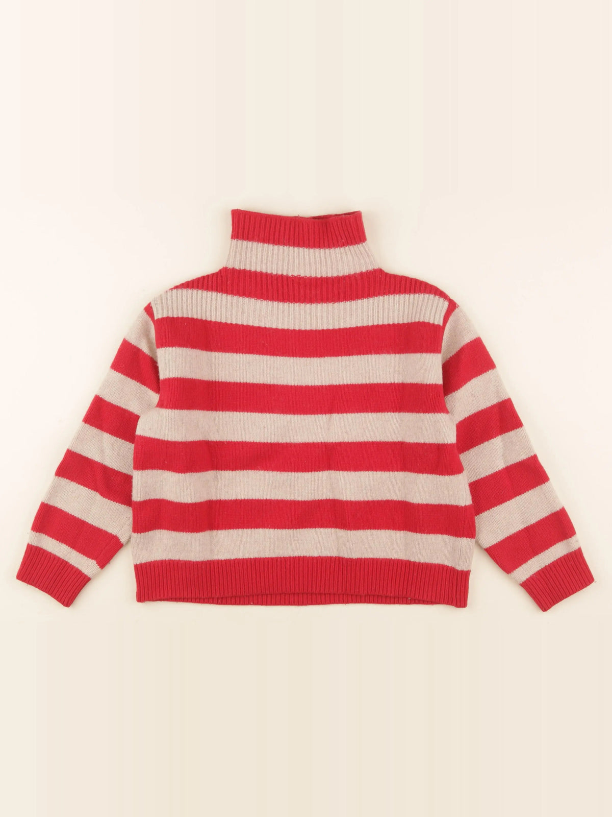 Petit Bateau - pull beige, rouge - 10 ans