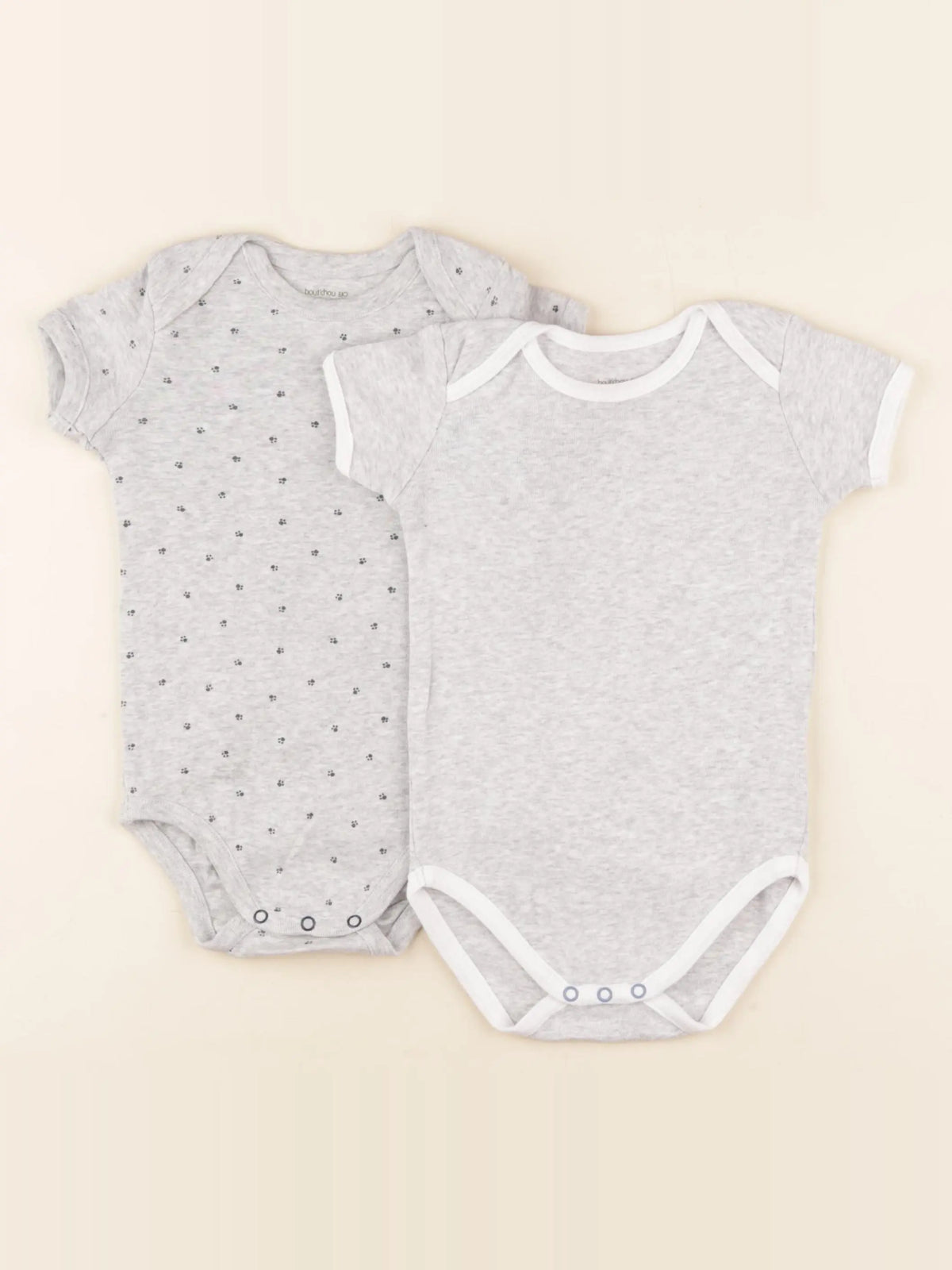 Boutchou - lot de 2 bodies en coton gris - 1 an