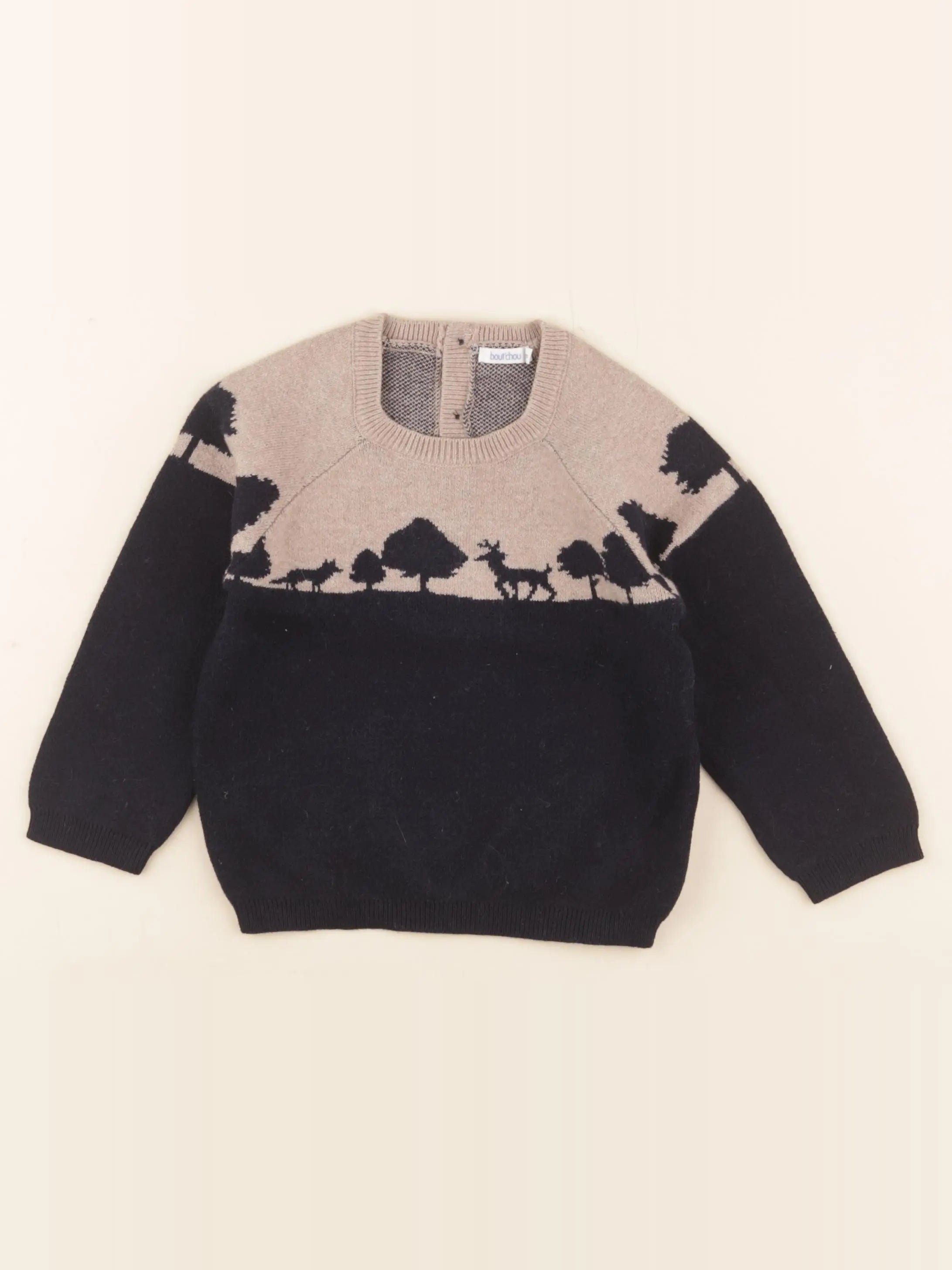 Boutchou - pull bleu, beige - 2 ans