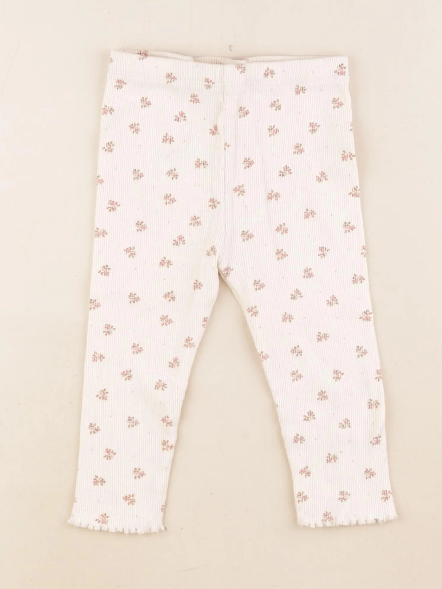Vertbaudet - legging beige, rose - 2 ans
