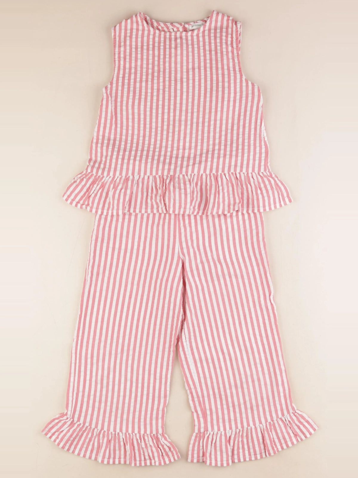 Vertbaudet - ensemble coton rose - 6 ans