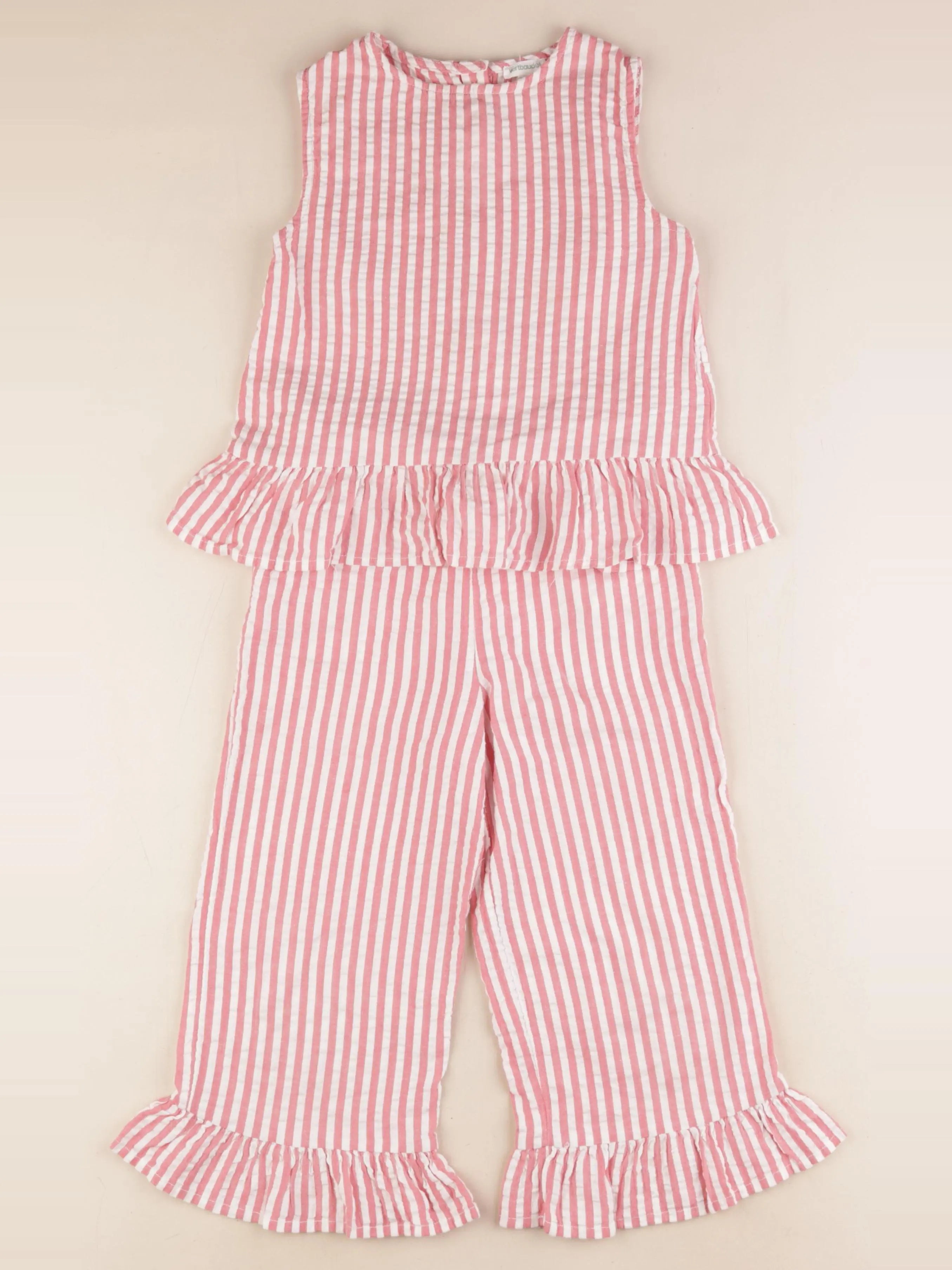Vertbaudet - ensemble coton rose - 6 ans