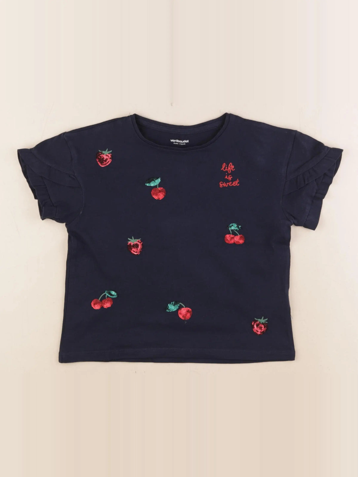 Vertbaudet - tee-shirt bleu - 6 ans